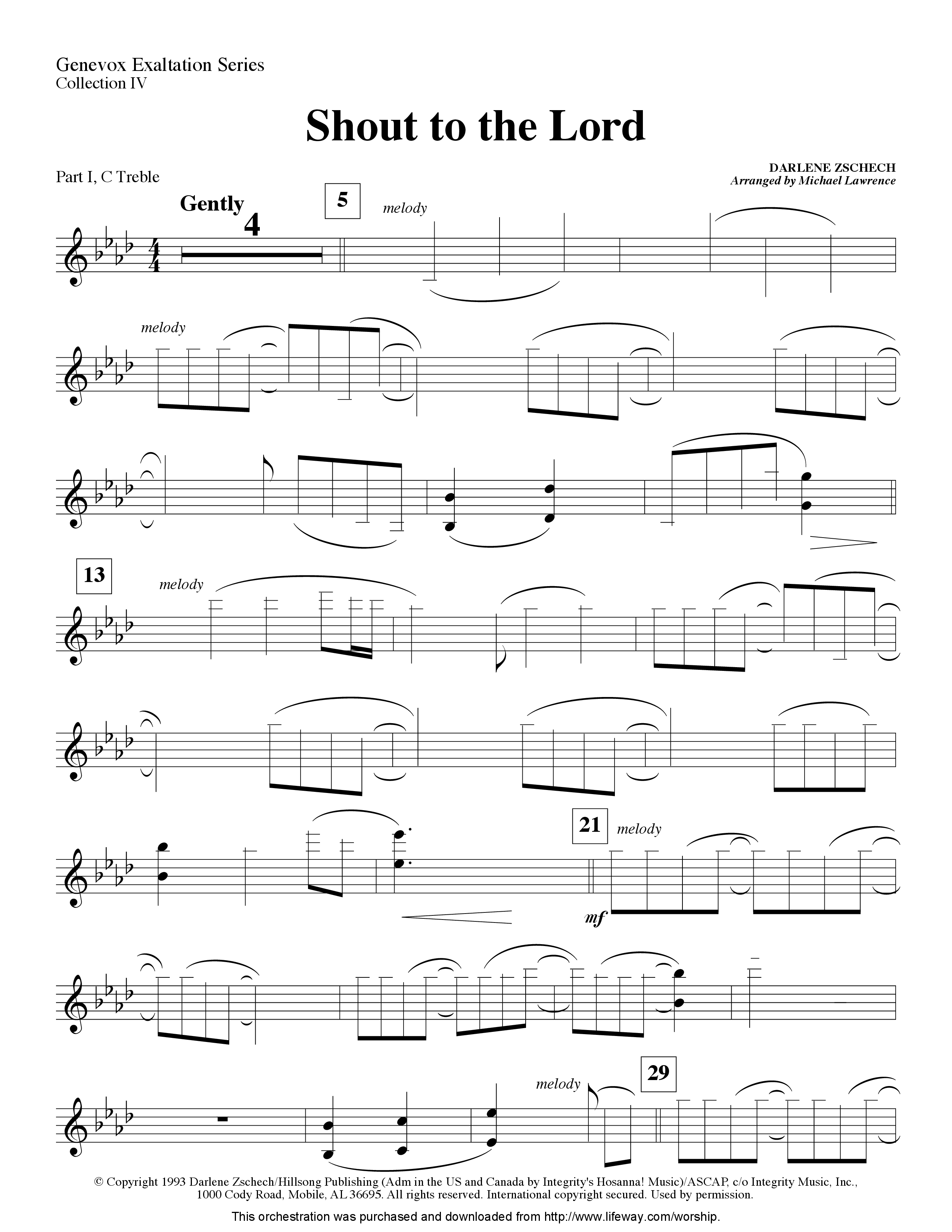 Shout To The Lord (Instrumental) Part 1: Bb, C, Eb Treble (Lifeway Worship / Arr. Michael Lawrence)