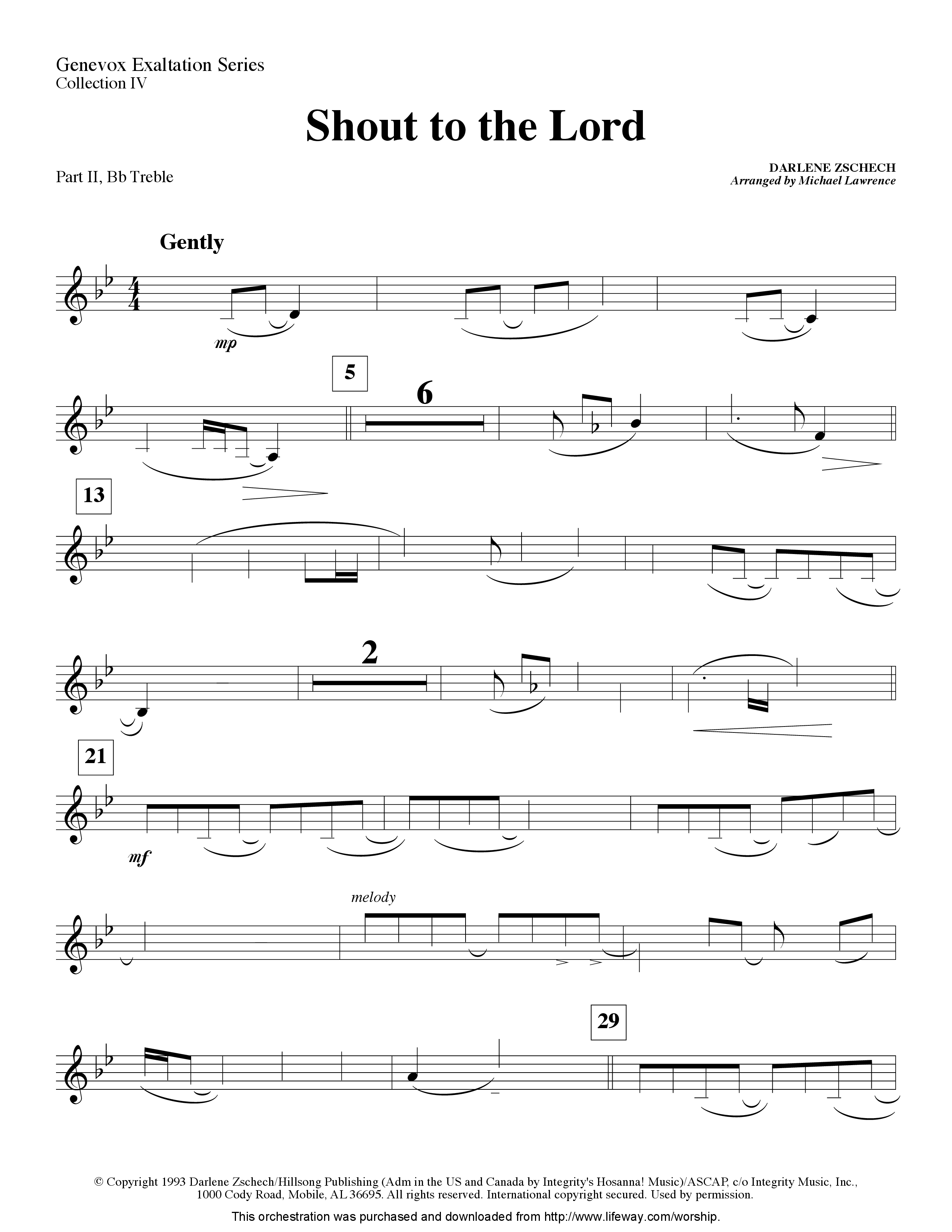 Shout To The Lord (Instrumental) Part 2: Bb, C, Eb, F Treble (Lifeway Worship / Arr. Michael Lawrence)