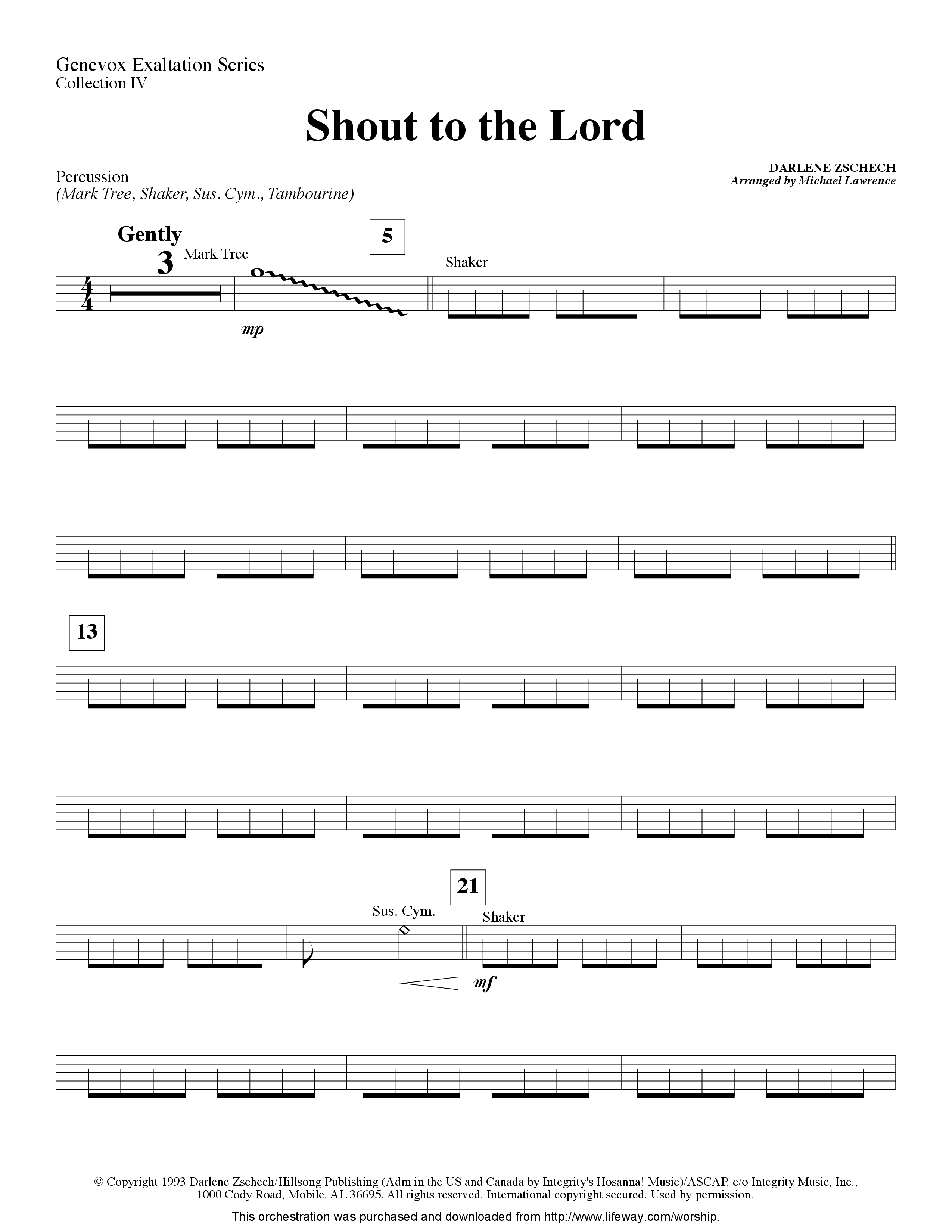 Shout To The Lord (Instrumental) Percussion (Lifeway Worship / Arr. Michael Lawrence)