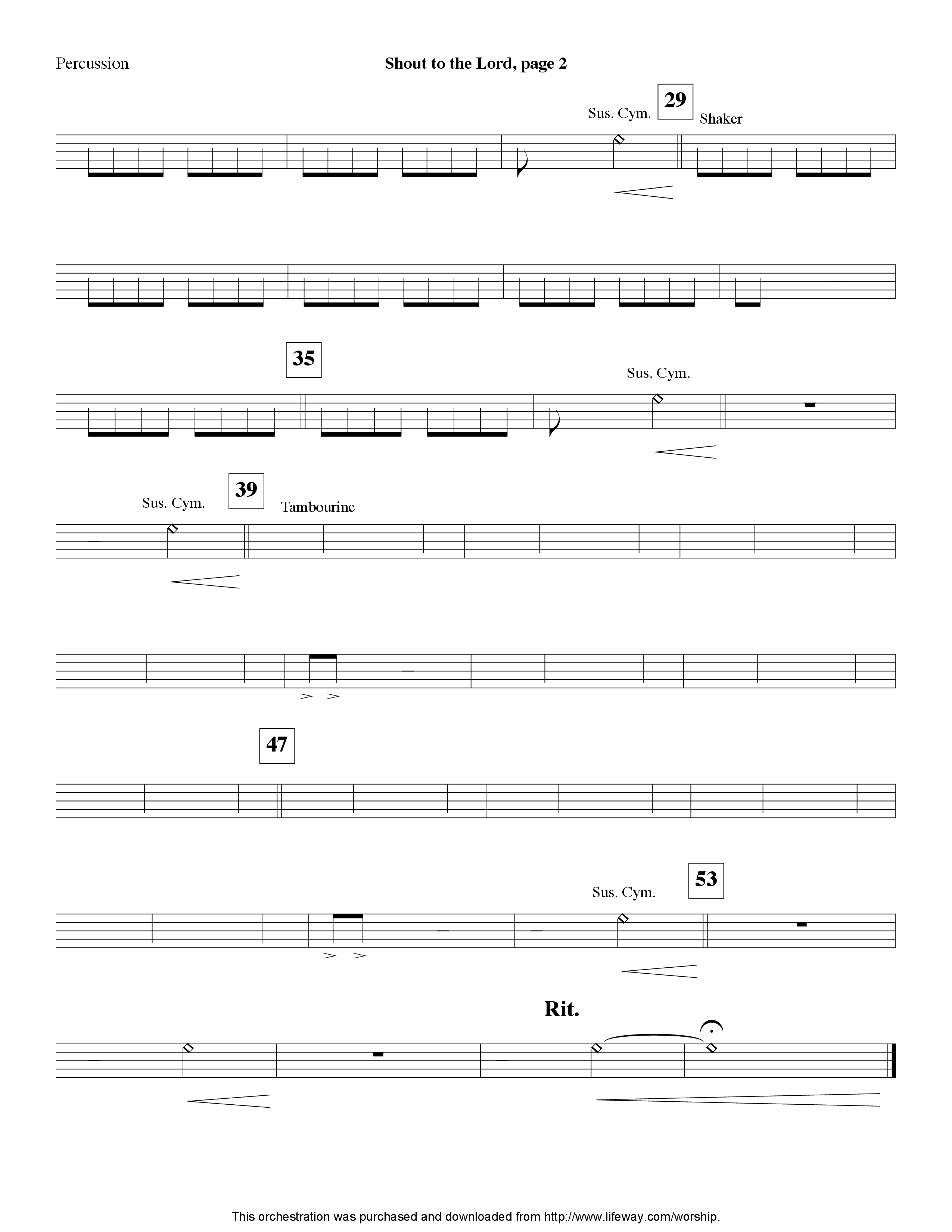 Shout To The Lord (Instrumental) Percussion (Lifeway Worship / Arr. Michael Lawrence)