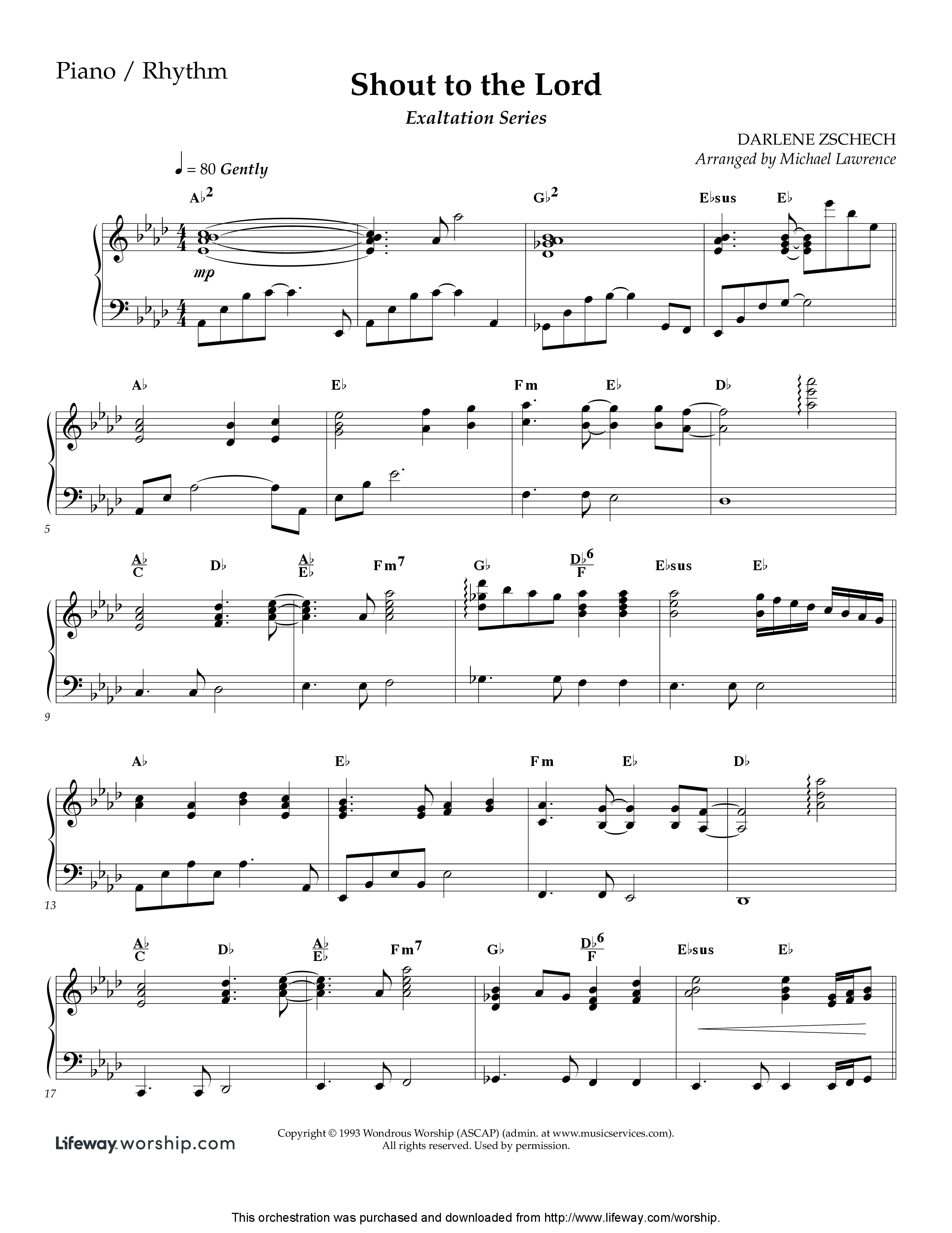 Shout To The Lord (Instrumental) Piano Sheet (Lifeway Worship / Arr. Michael Lawrence)