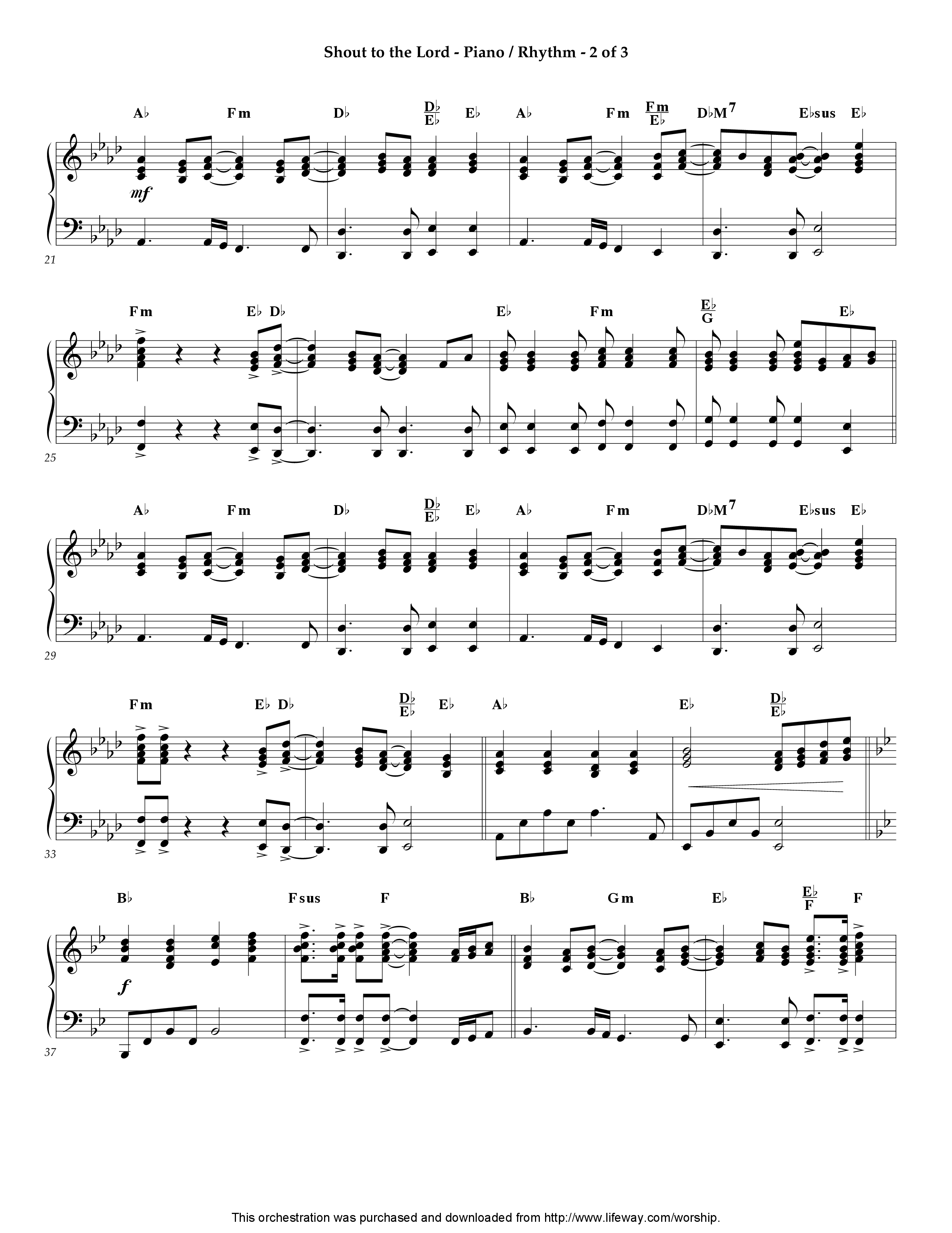 Shout To The Lord (Instrumental) Piano Sheet (Lifeway Worship / Arr. Michael Lawrence)