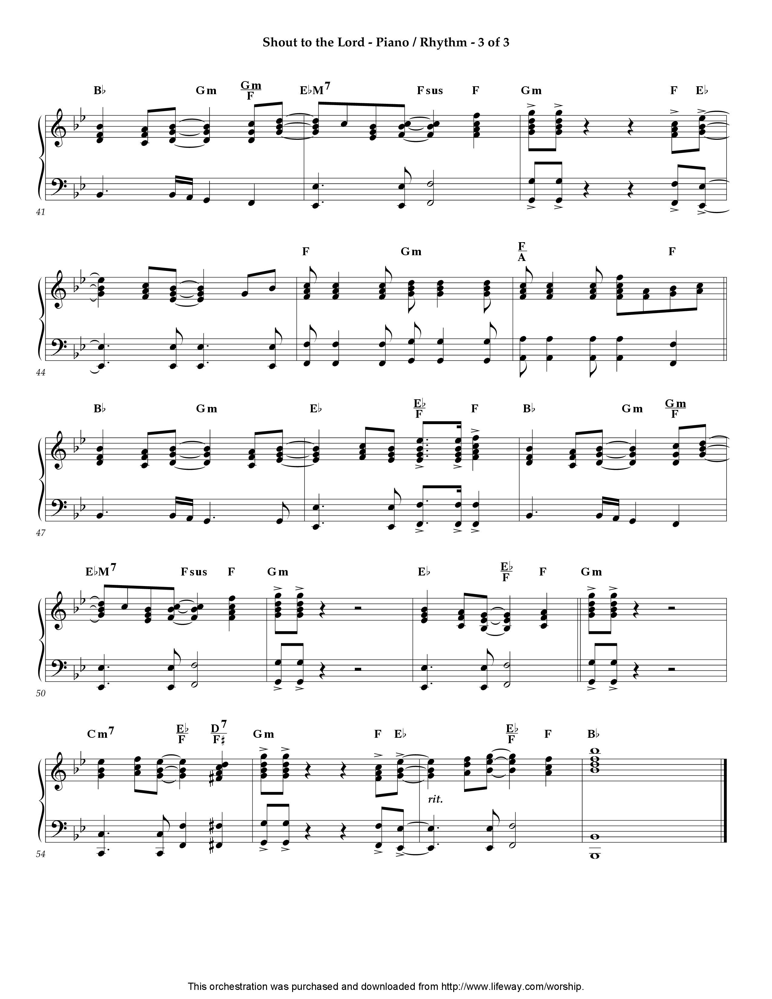 Shout To The Lord (Instrumental) Piano Sheet (Lifeway Worship / Arr. Michael Lawrence)