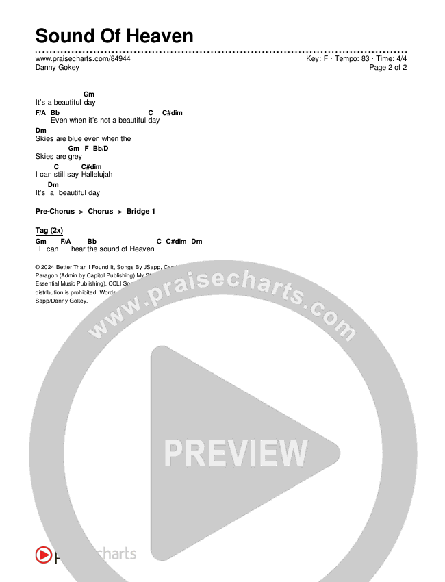 Sound Of Heaven Chords & Lyrics (Danny Gokey)