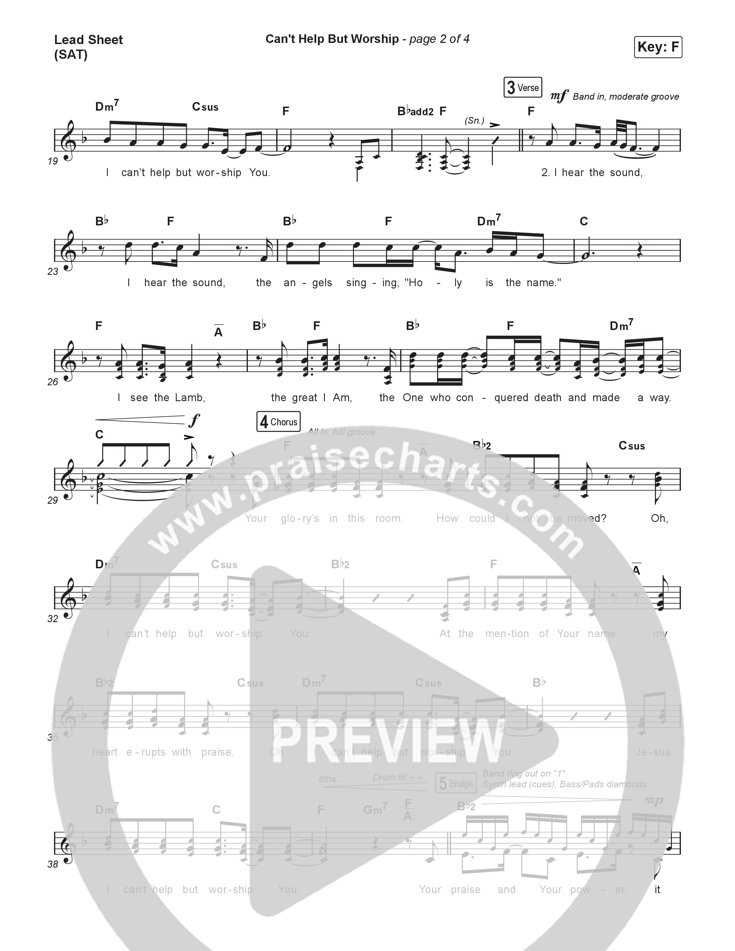 Can't Help But Worship Lead Sheet (SAT) (Danny Gokey / Naomi Raine)