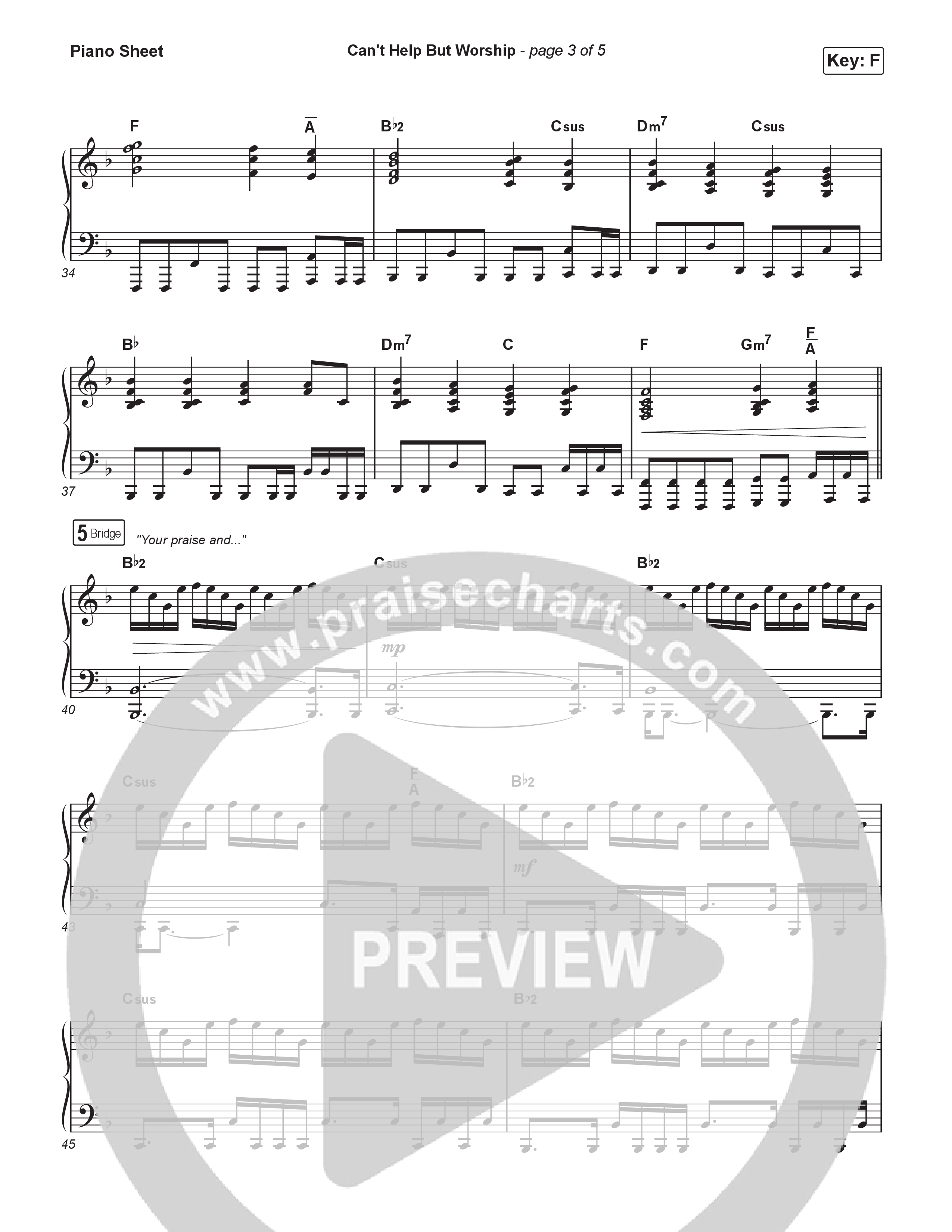 Can't Help But Worship Piano Sheet (Danny Gokey / Naomi Raine)