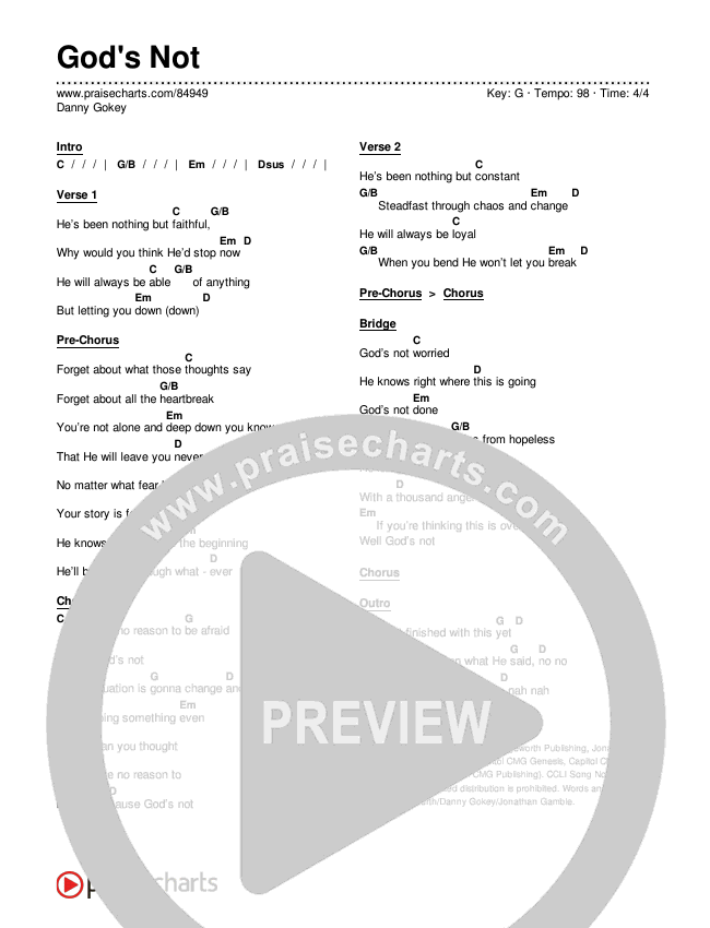 God's Not Chords & Lyrics (Danny Gokey)