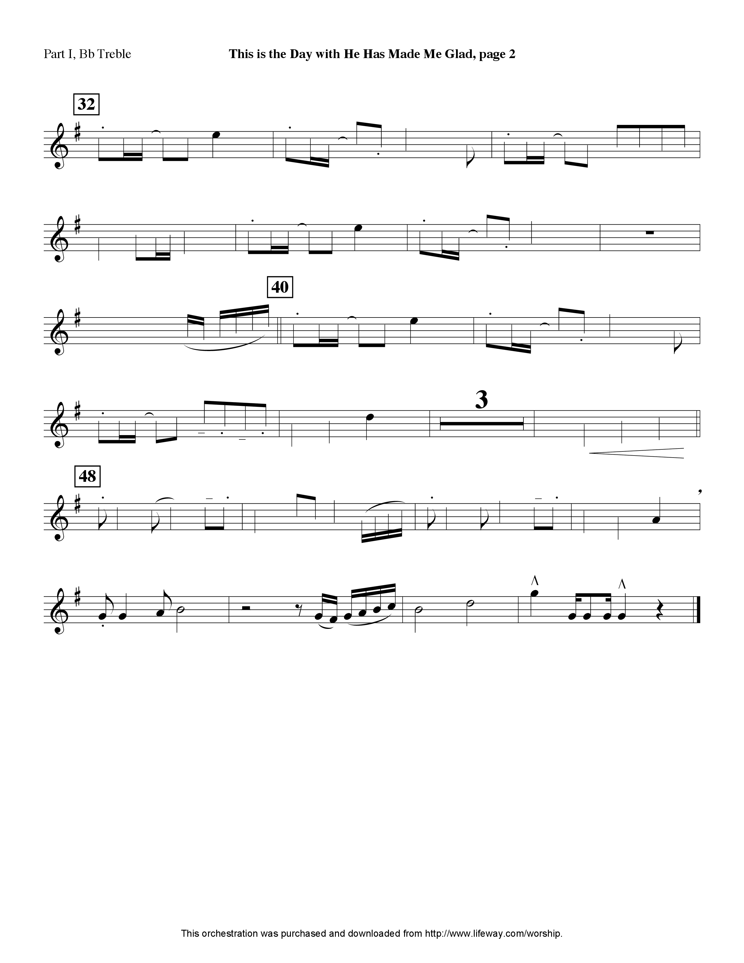 This Is The Day (with He Has Made Me Glad) (Instrumental) Part 1: Bb, C, Eb Treble (Lifeway Worship / Arr. Jeff Anderson)