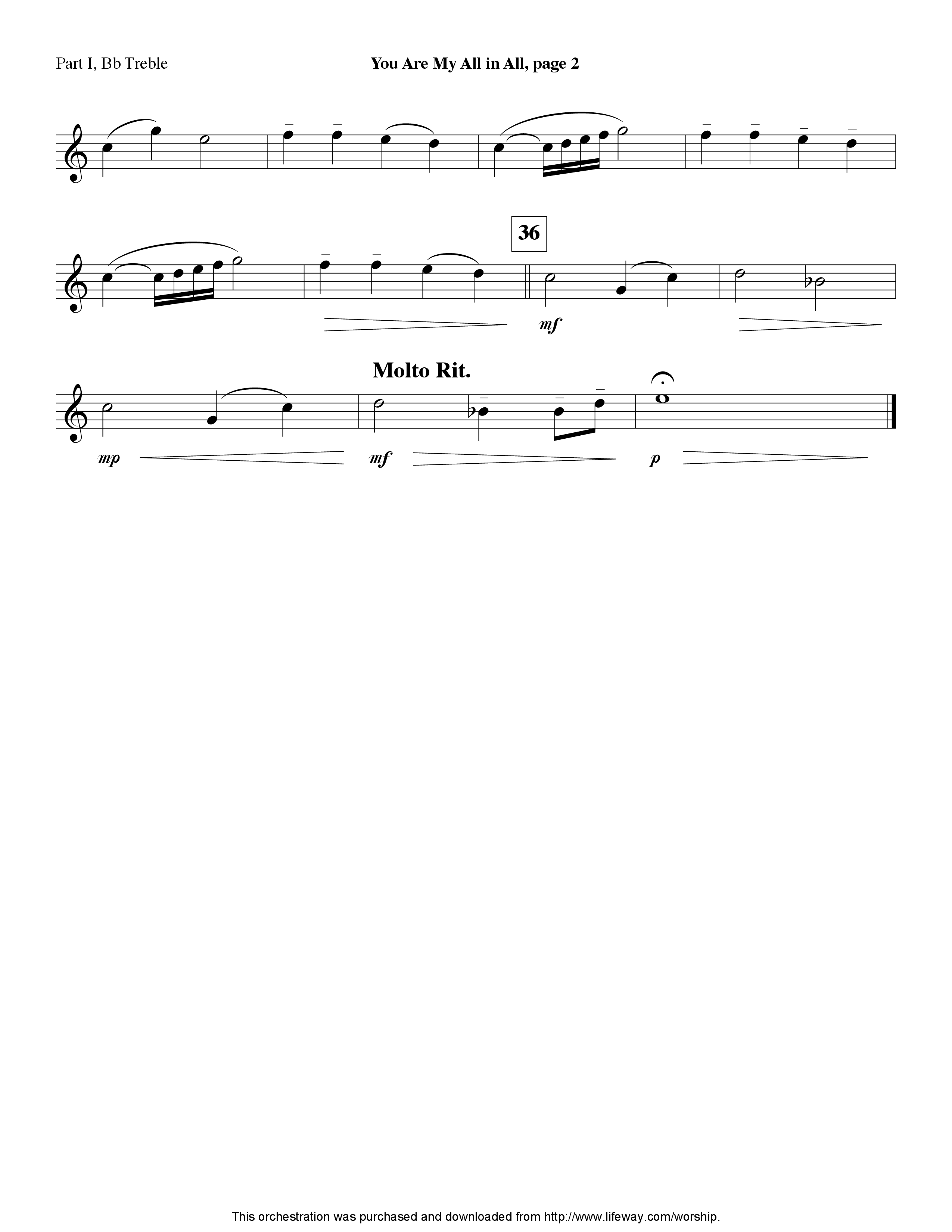 You Are My All In All (Instrumental) Part 1: Bb, C, Eb Treble (Lifeway Worship / Arr. Steve Dunn)
