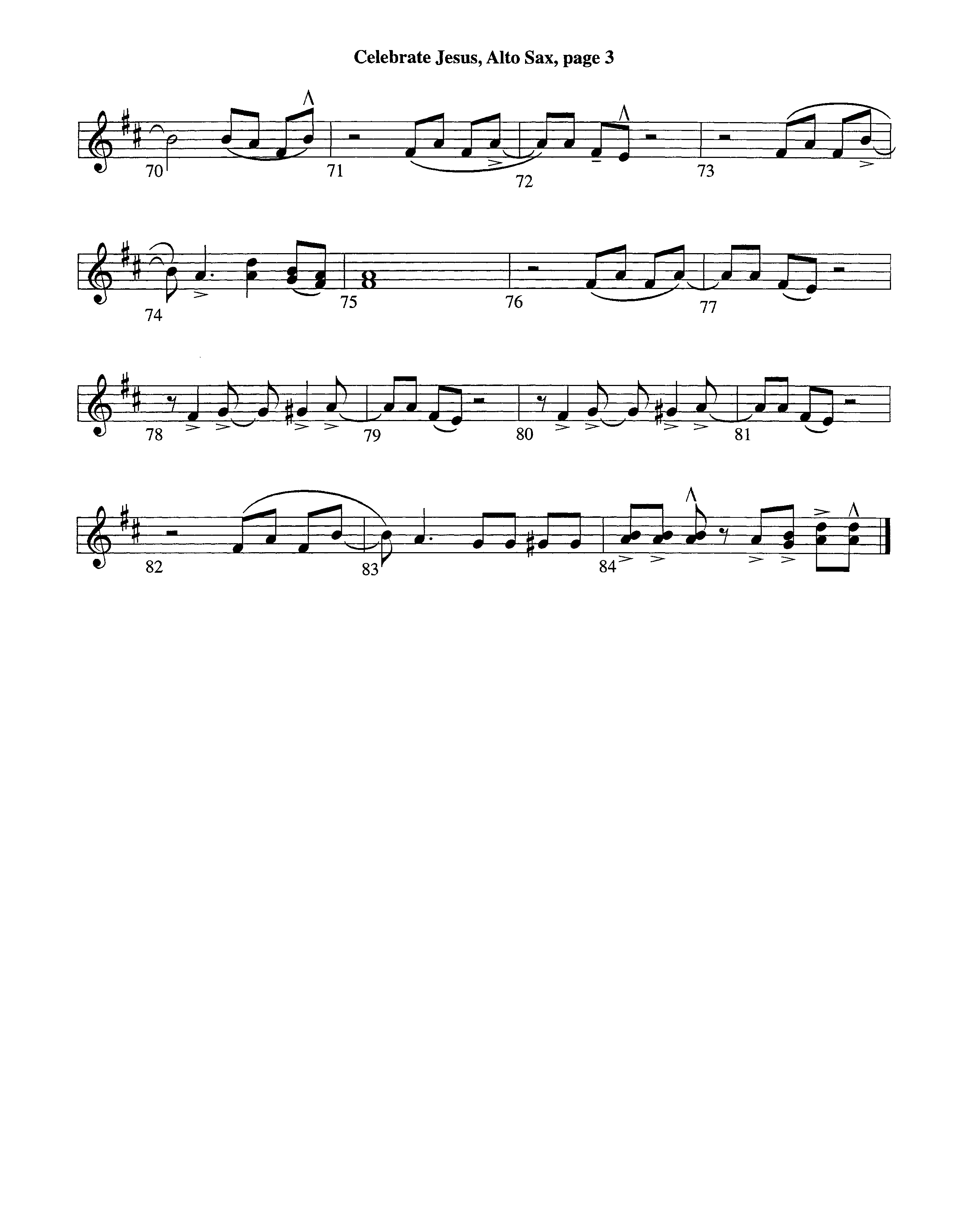 Celebrate Jesus (Instrumental) Alto Sax (Lifeway Worship / Arr. Tom Payne)