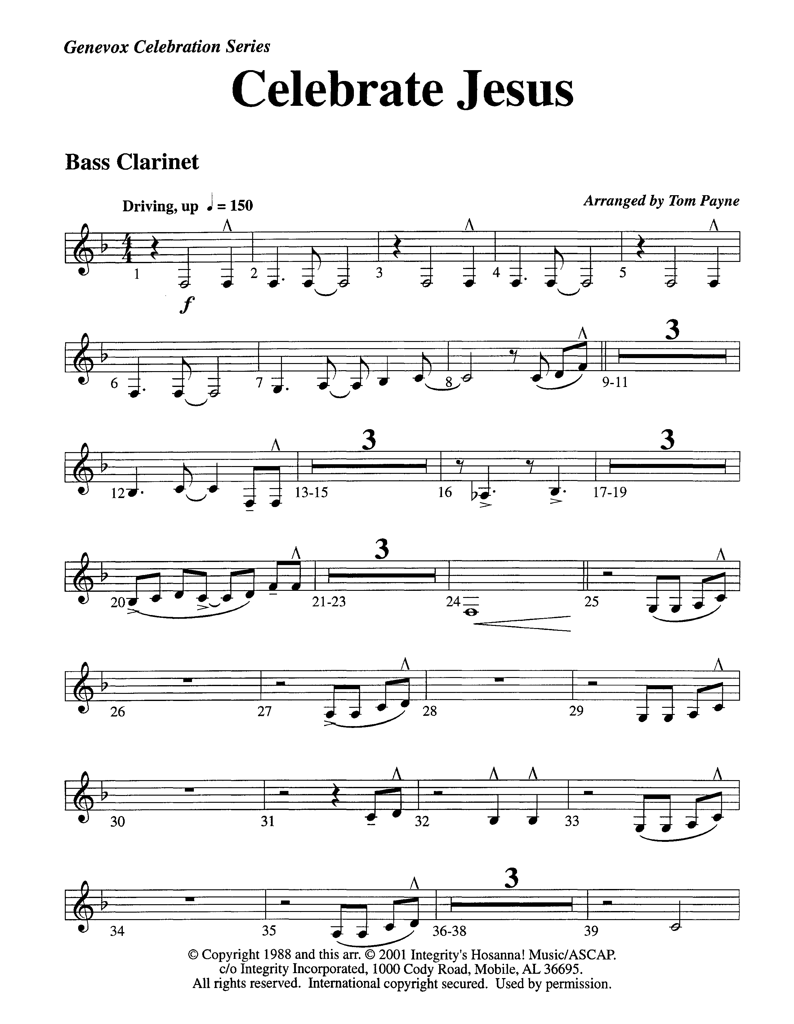 Celebrate Jesus (Instrumental) Bass Clarinet (Lifeway Worship / Arr. Tom Payne)