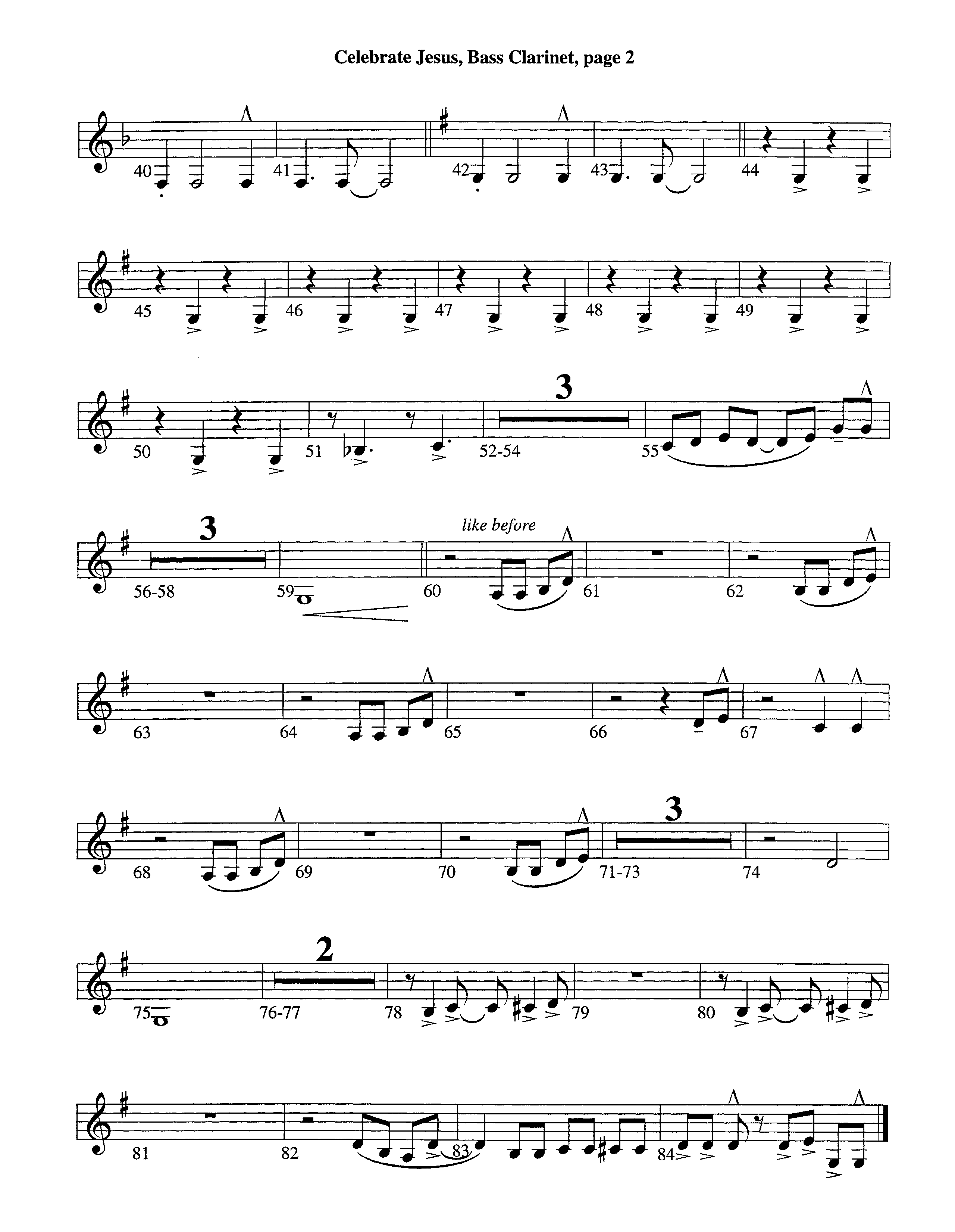 Celebrate Jesus (Instrumental) Bass Clarinet (Lifeway Worship / Arr. Tom Payne)