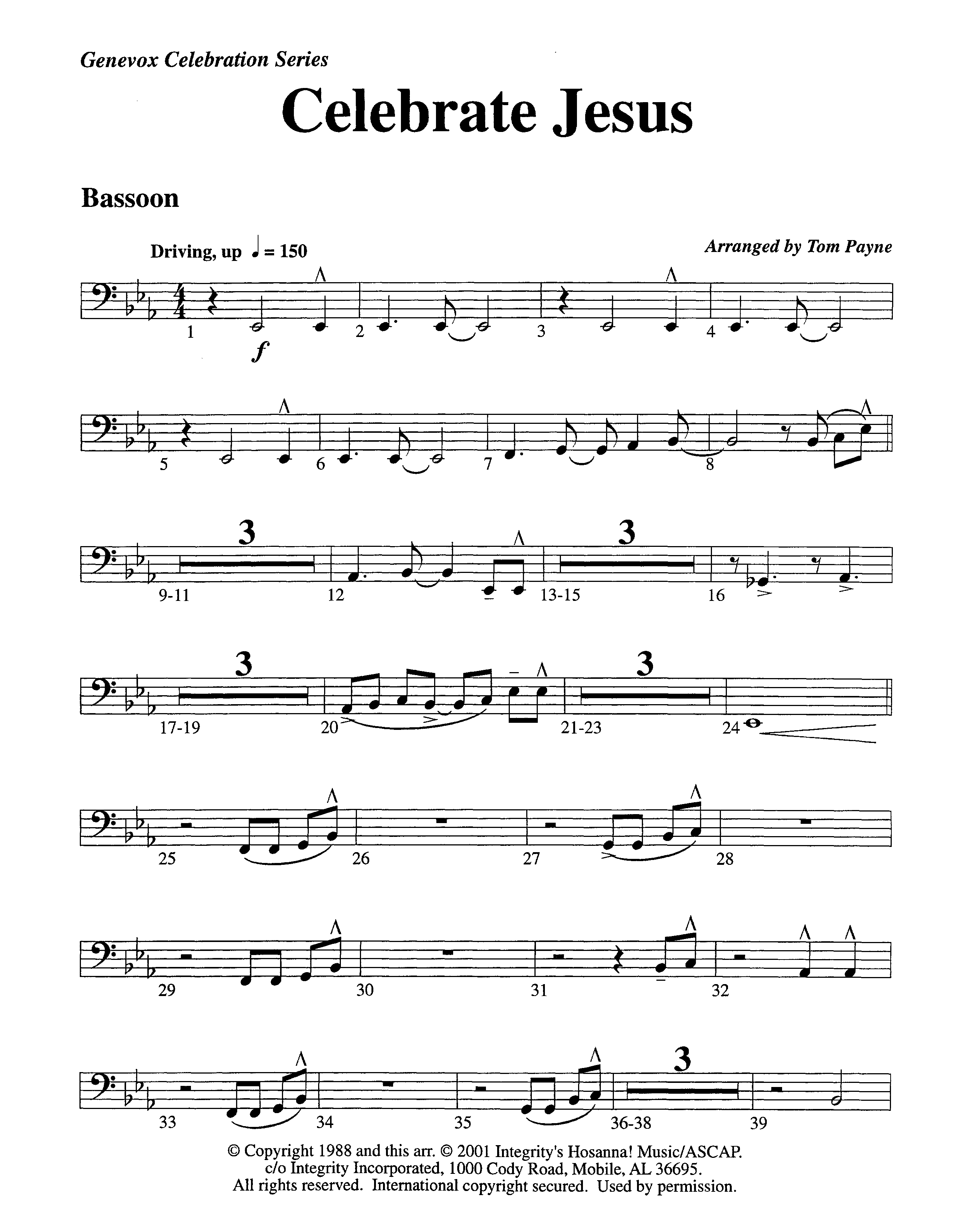 Celebrate Jesus (Instrumental) Bassoon (Lifeway Worship / Arr. Tom Payne)