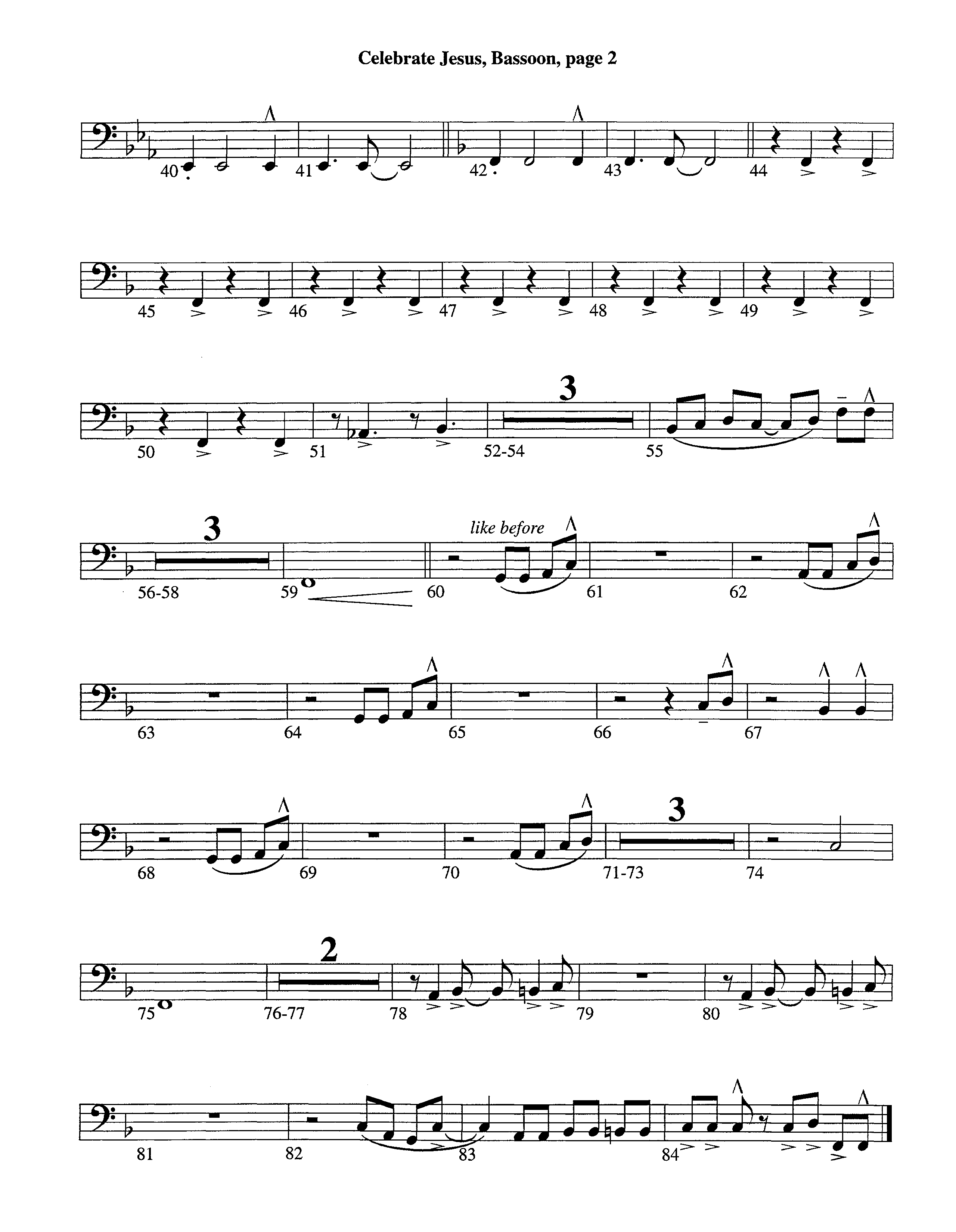 Celebrate Jesus (Instrumental) Bassoon (Lifeway Worship / Arr. Tom Payne)