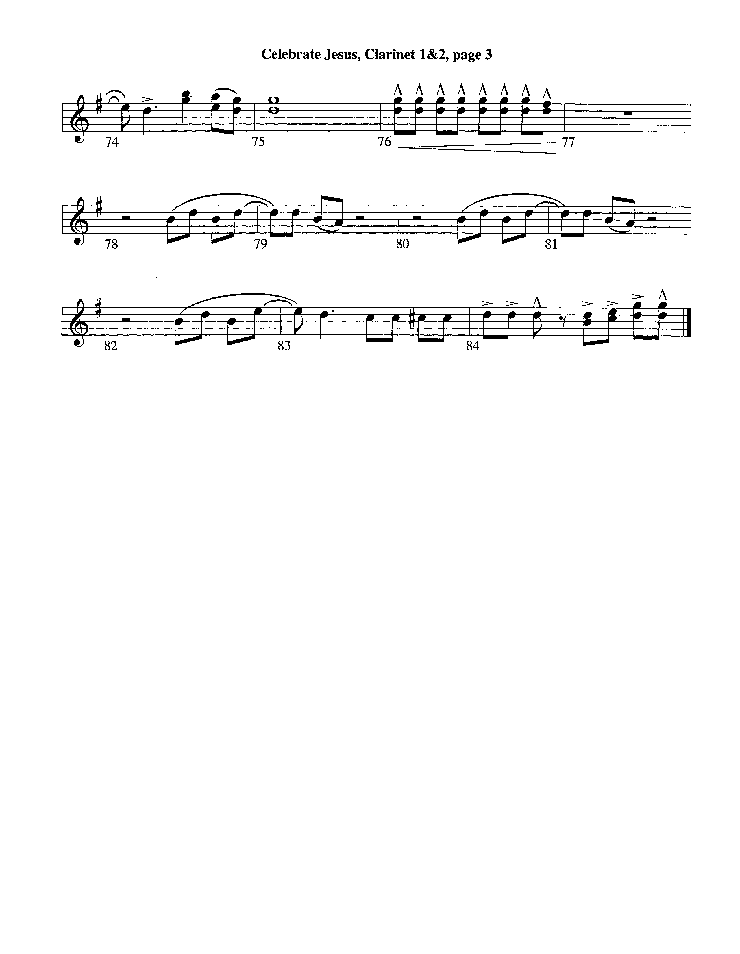 Celebrate Jesus (Instrumental) Clarinet 1/2 (Lifeway Worship / Arr. Tom Payne)