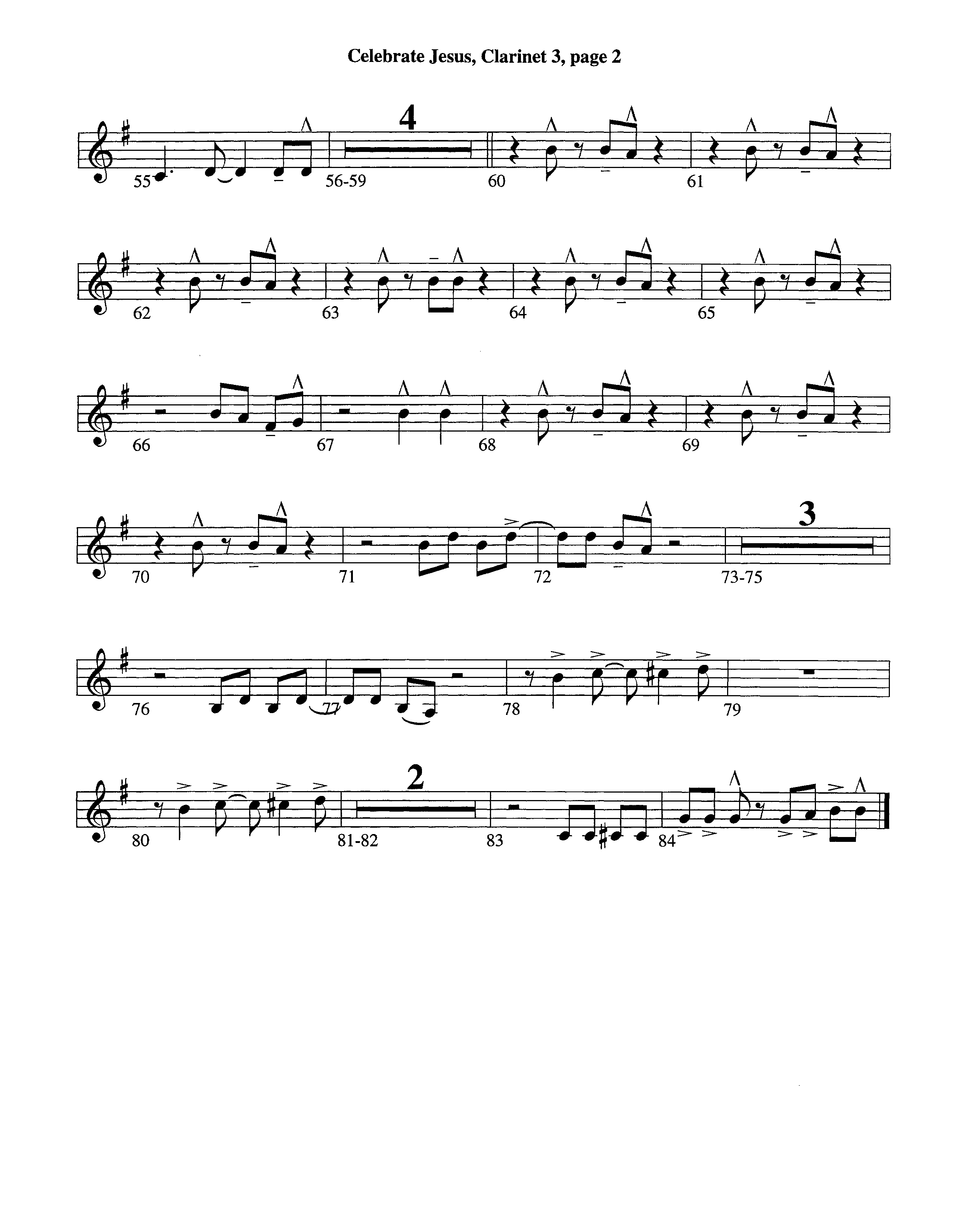 Celebrate Jesus (Instrumental) Clarinet 3 (Lifeway Worship / Arr. Tom Payne)