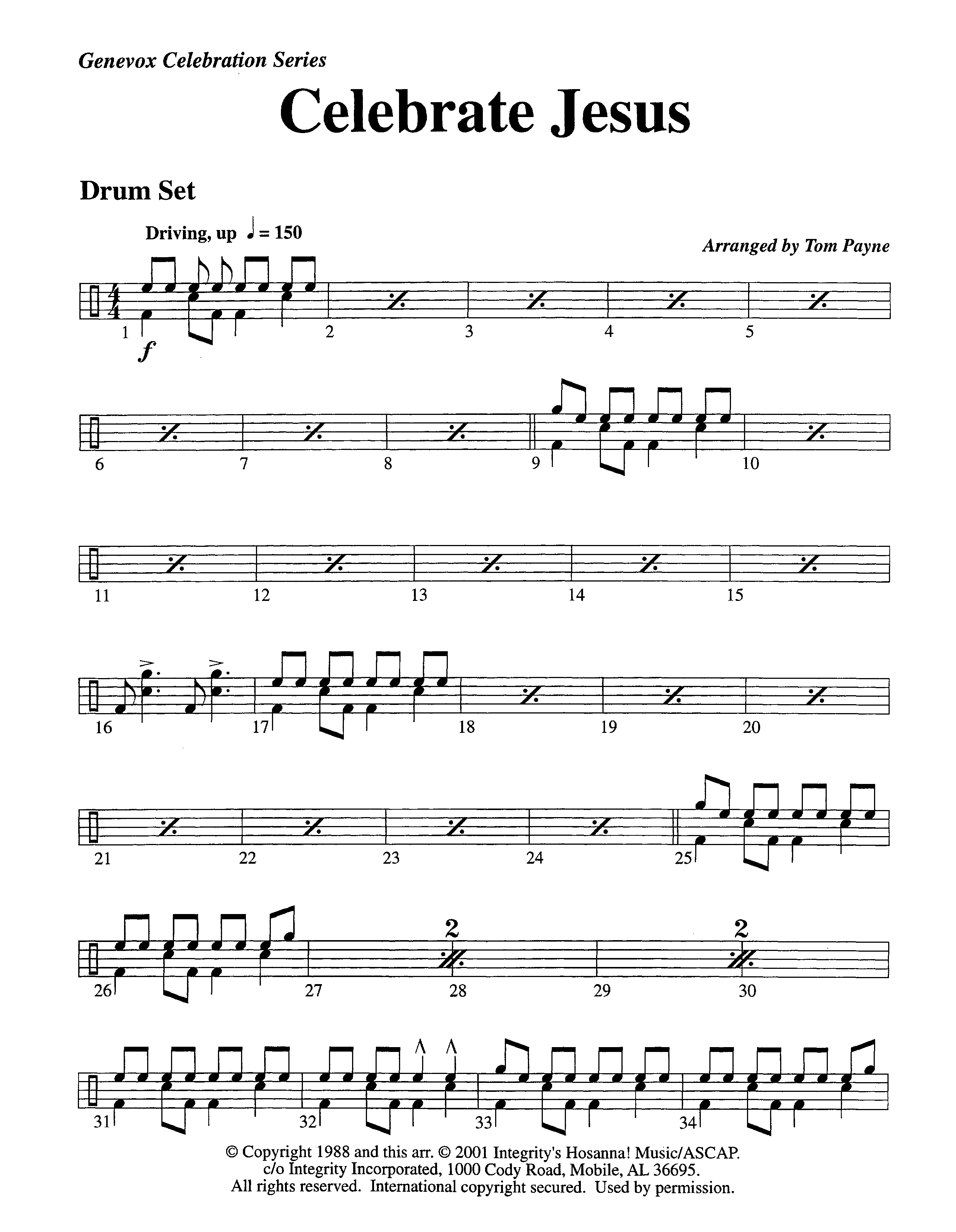 Celebrate Jesus (Instrumental) Drum Set (Lifeway Worship / Arr. Tom Payne)