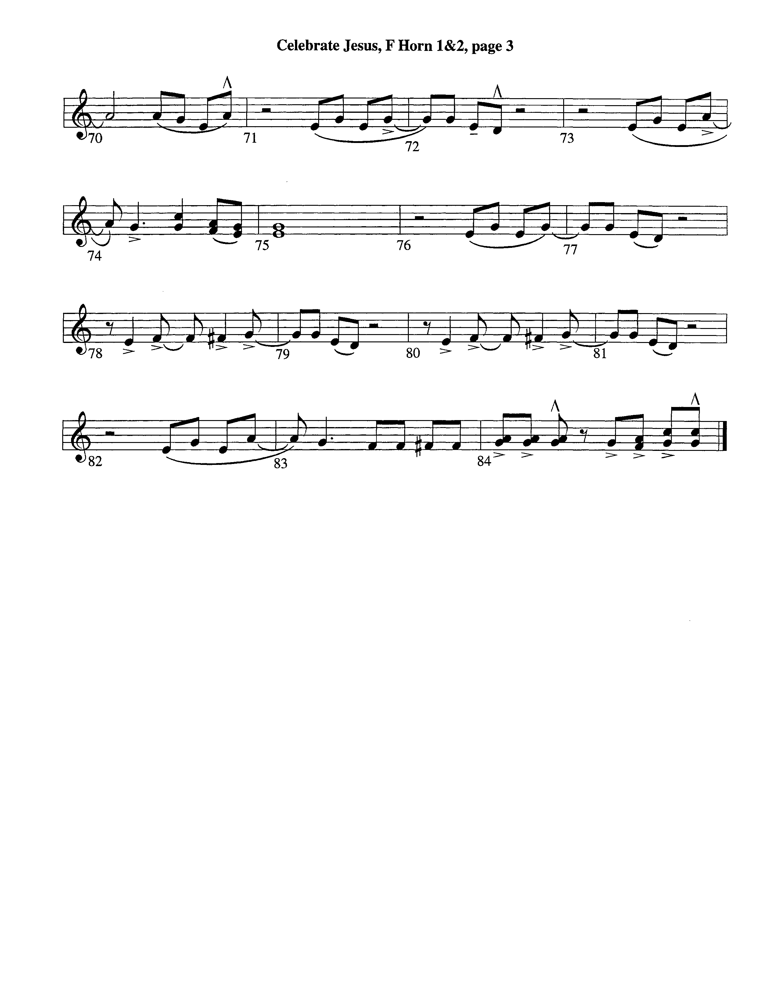 Celebrate Jesus (Instrumental) French Horn 1/2 (Lifeway Worship / Arr. Tom Payne)