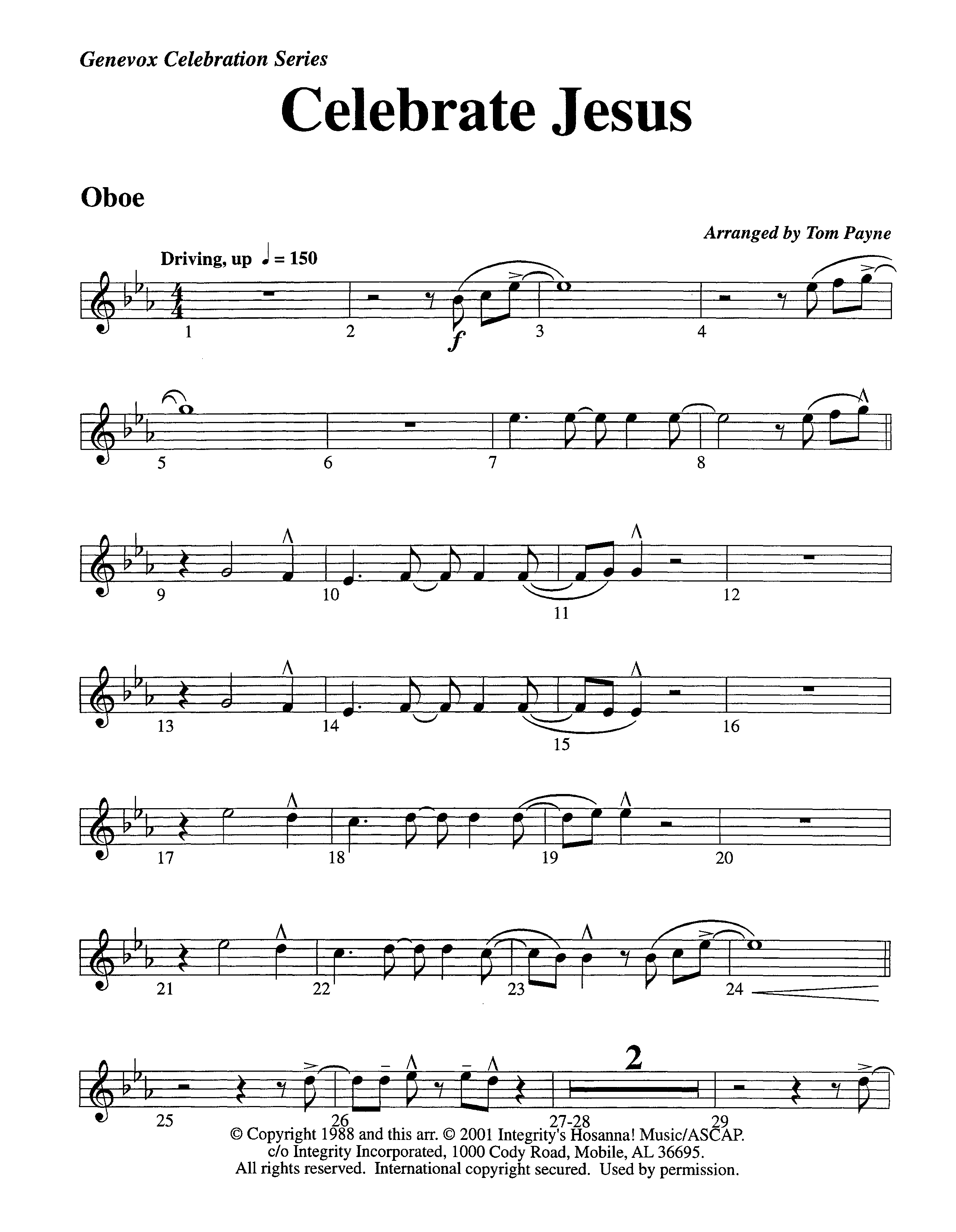 Celebrate Jesus (Instrumental) Oboe (Lifeway Worship / Arr. Tom Payne)