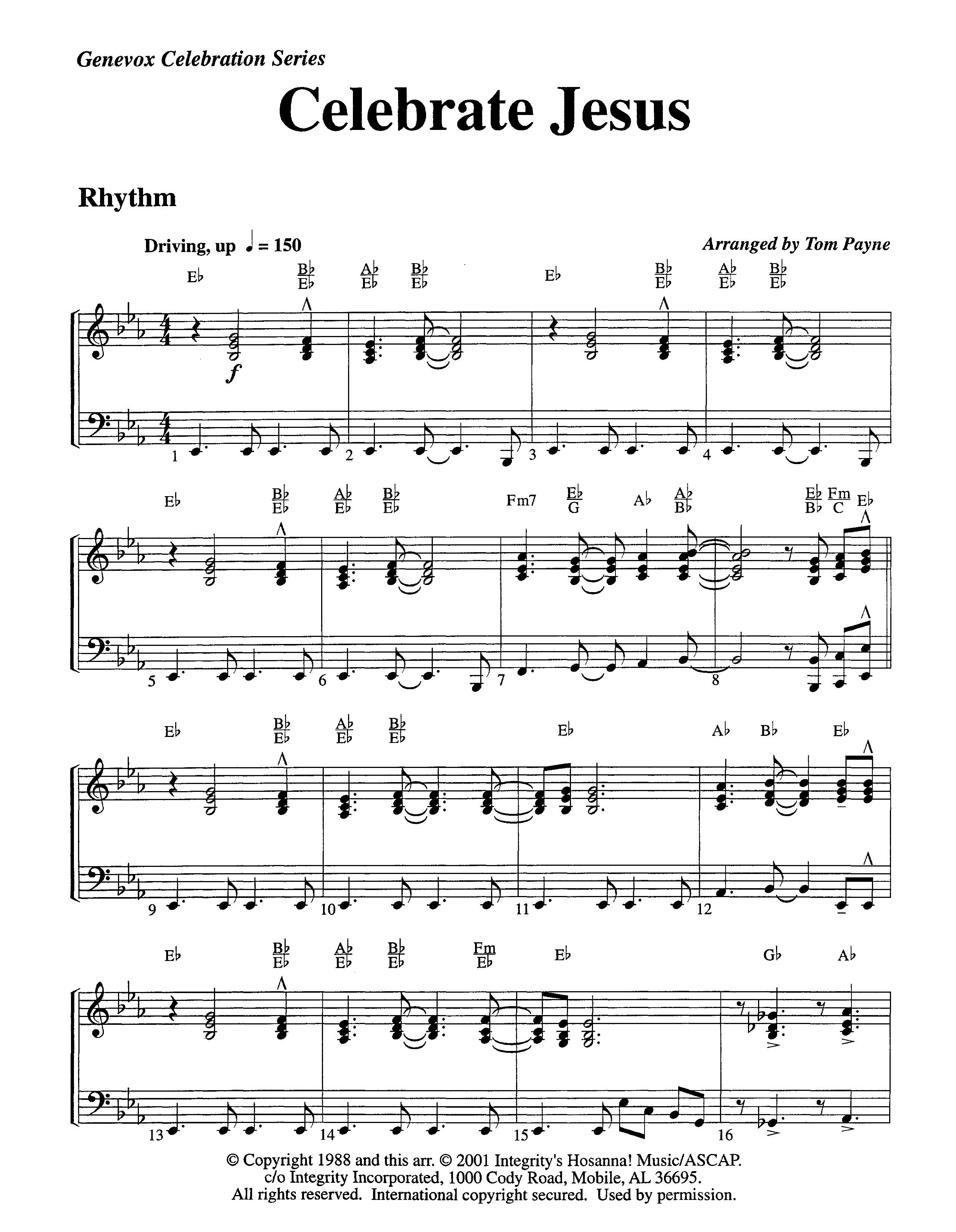 Celebrate Jesus (Instrumental) Piano/Rhythm (Lifeway Worship / Arr. Tom Payne)
