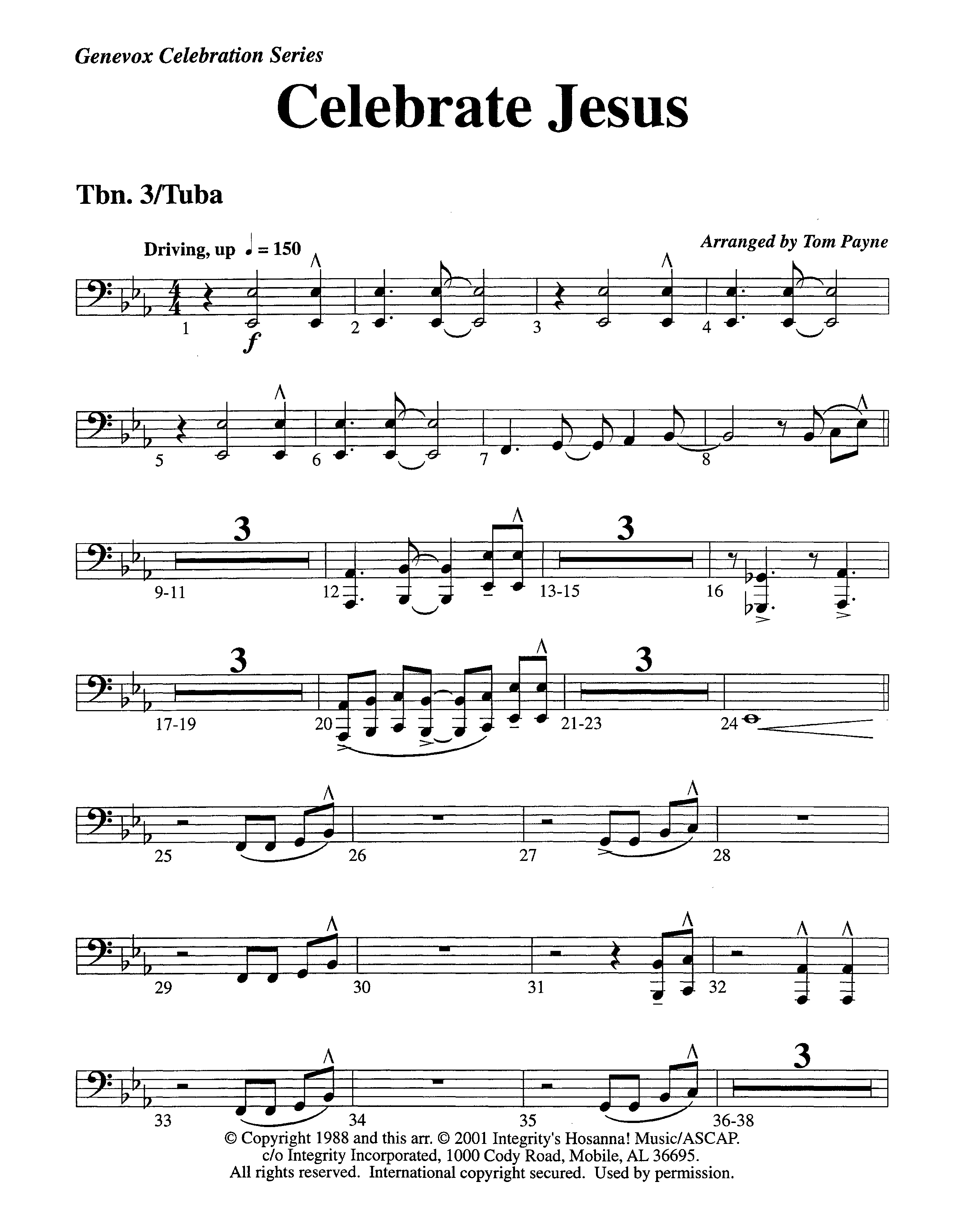 Celebrate Jesus (Instrumental) Trombone 3/Tuba (Lifeway Worship / Arr. Tom Payne)