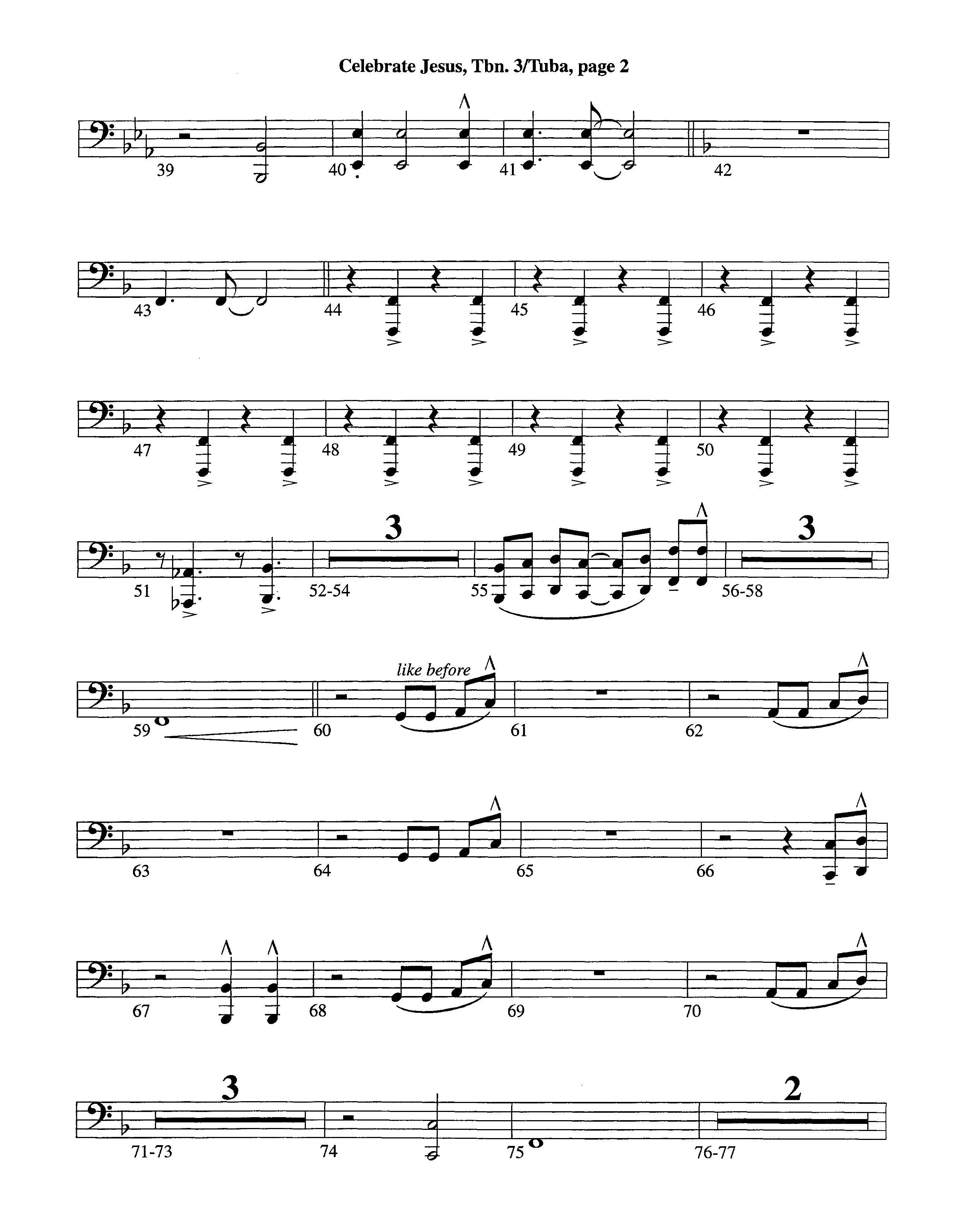 Celebrate Jesus (Instrumental) Trombone 3/Tuba (Lifeway Worship / Arr. Tom Payne)