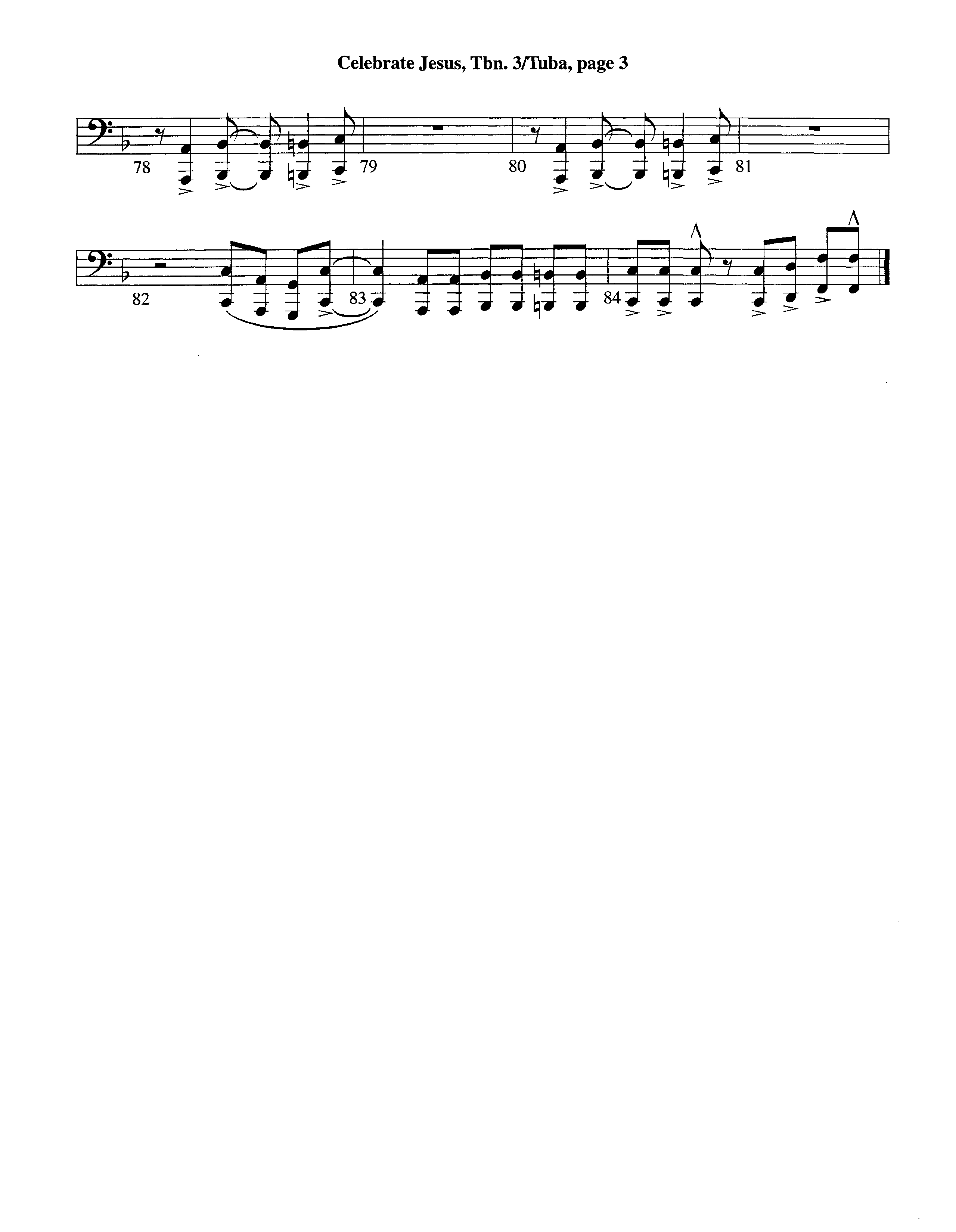 Celebrate Jesus (Instrumental) Trombone 3/Tuba (Lifeway Worship / Arr. Tom Payne)