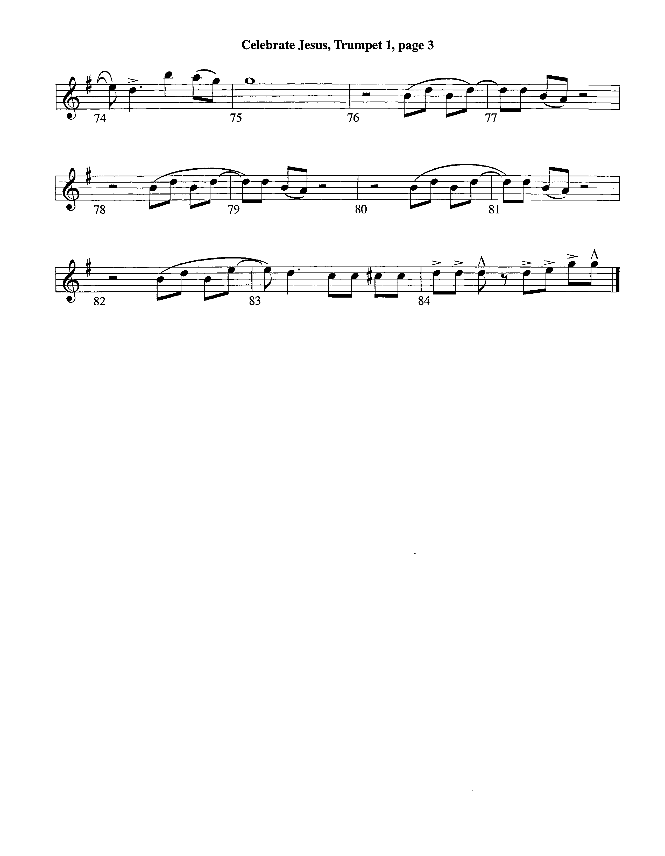 Celebrate Jesus (Instrumental) Trumpet 1 (Lifeway Worship / Arr. Tom Payne)