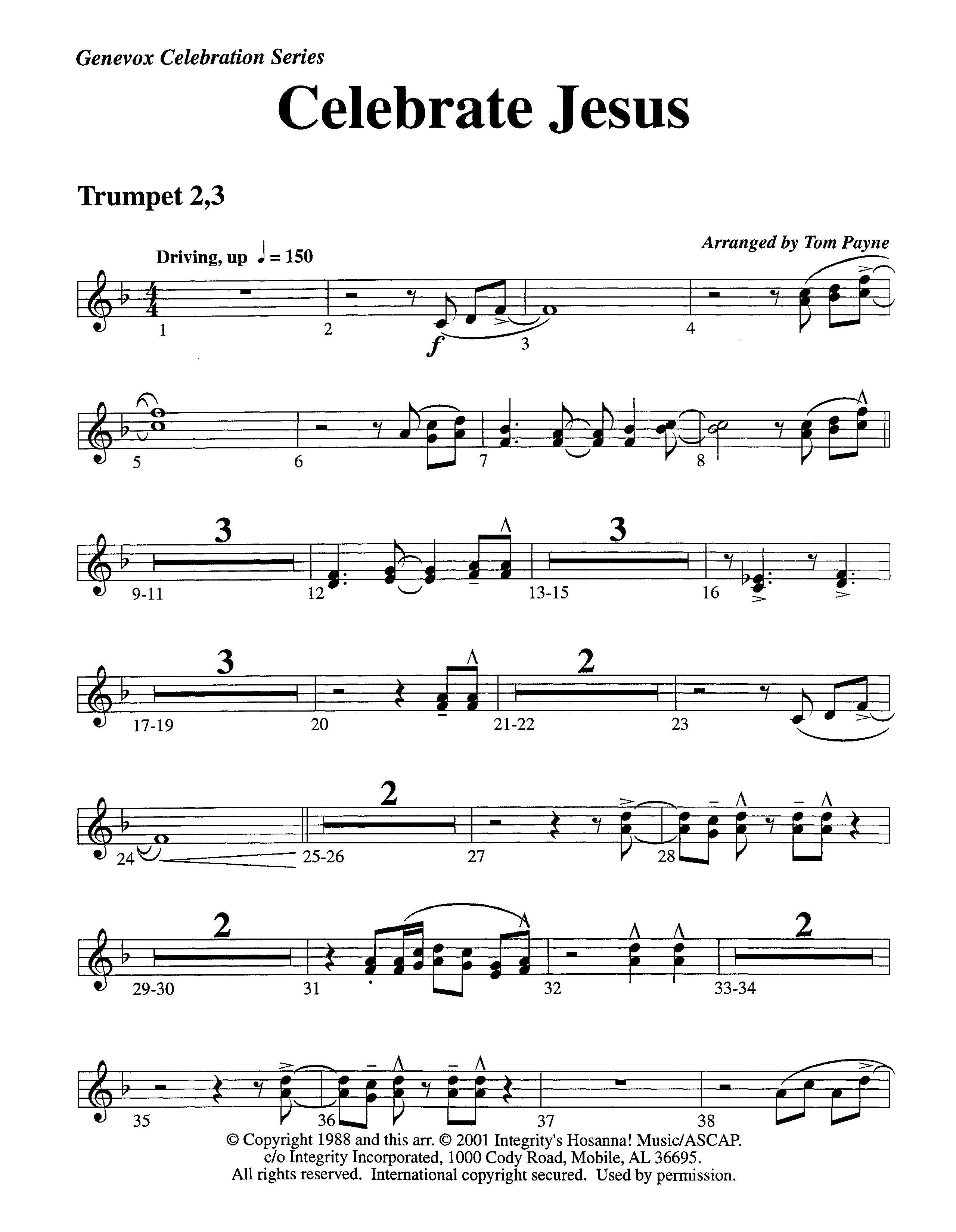Celebrate Jesus (Instrumental) Trumpet 2/3 (Lifeway Worship / Arr. Tom Payne)