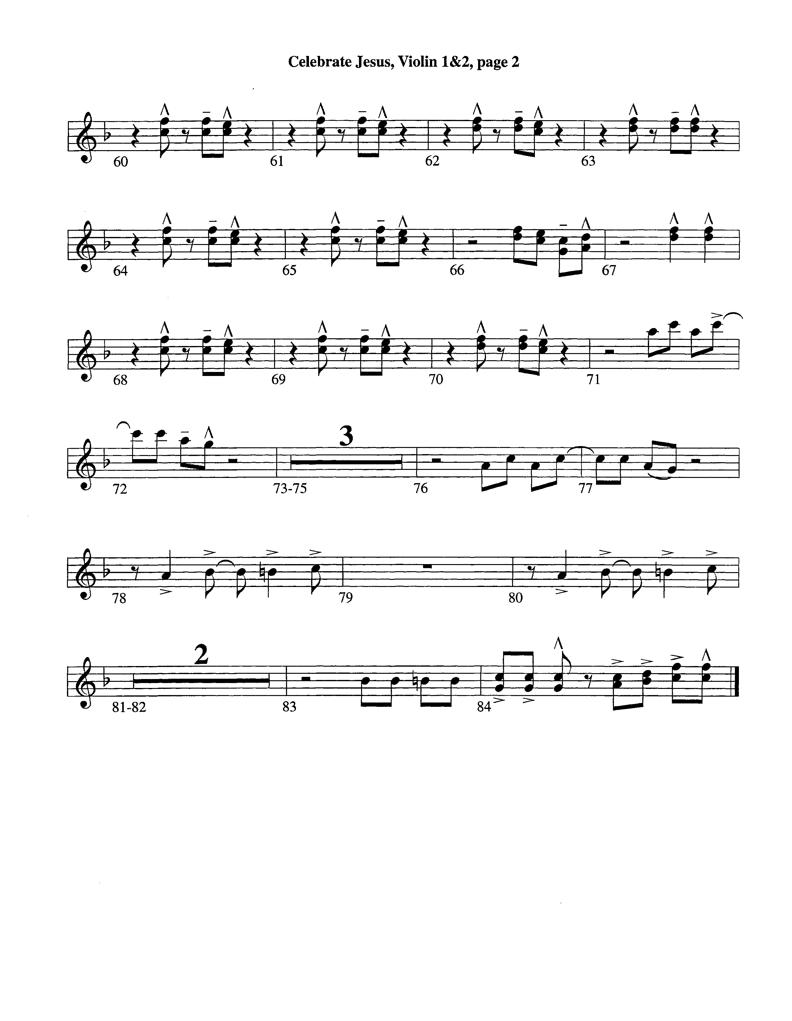 Celebrate Jesus (Instrumental) Violin 1/2 (Lifeway Worship / Arr. Tom Payne)