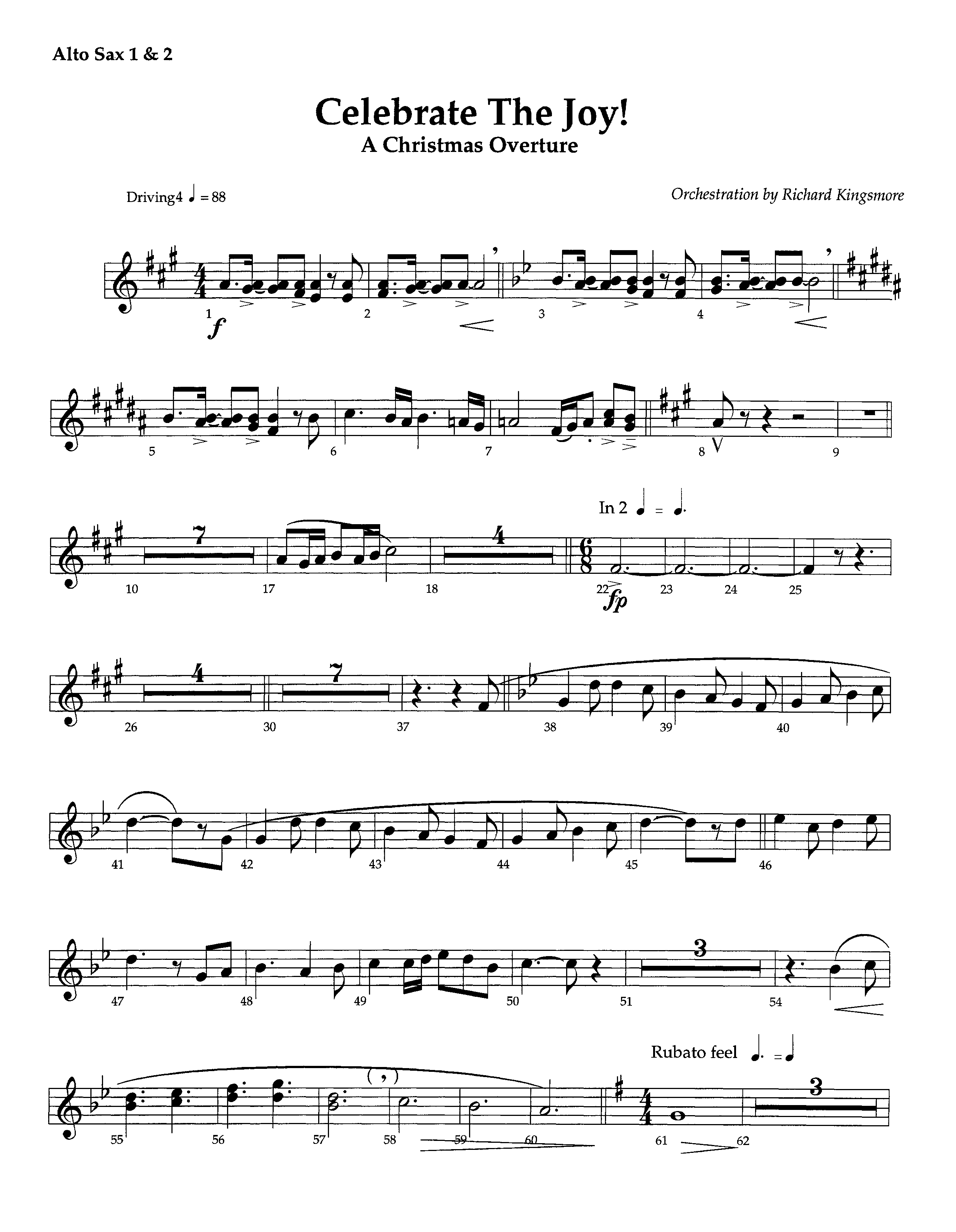 Celebrate The Joy (Instrumental) Alto Sax 1/2 (Lifeway Worship / Arr. Richard Kingsmore)