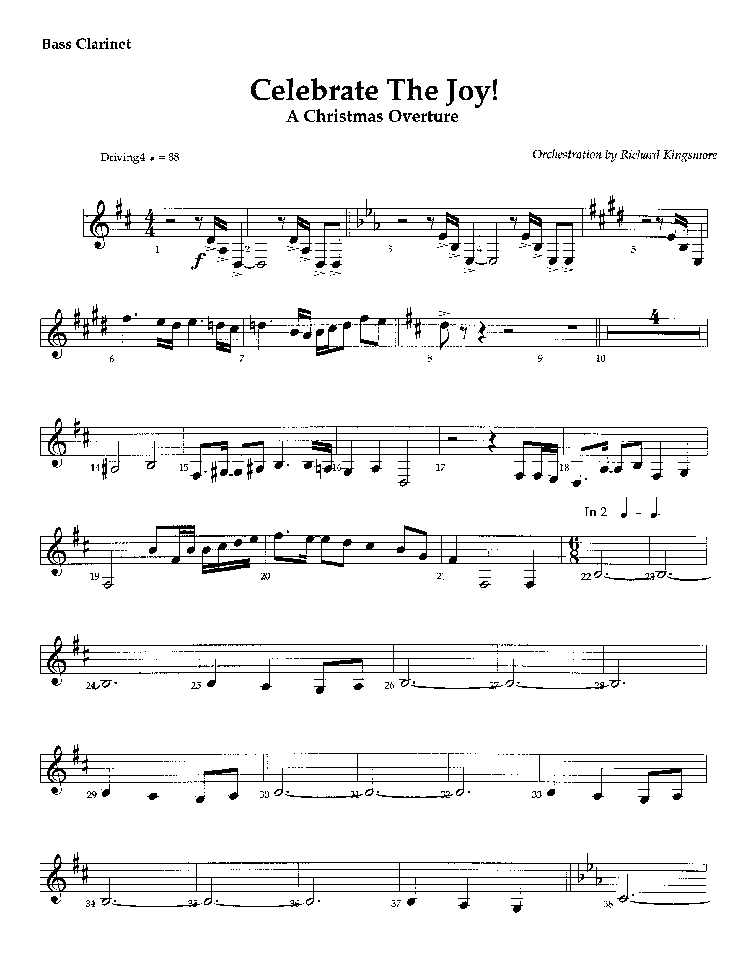 Celebrate The Joy (Instrumental) Bass Clarinet (Lifeway Worship / Arr. Richard Kingsmore)