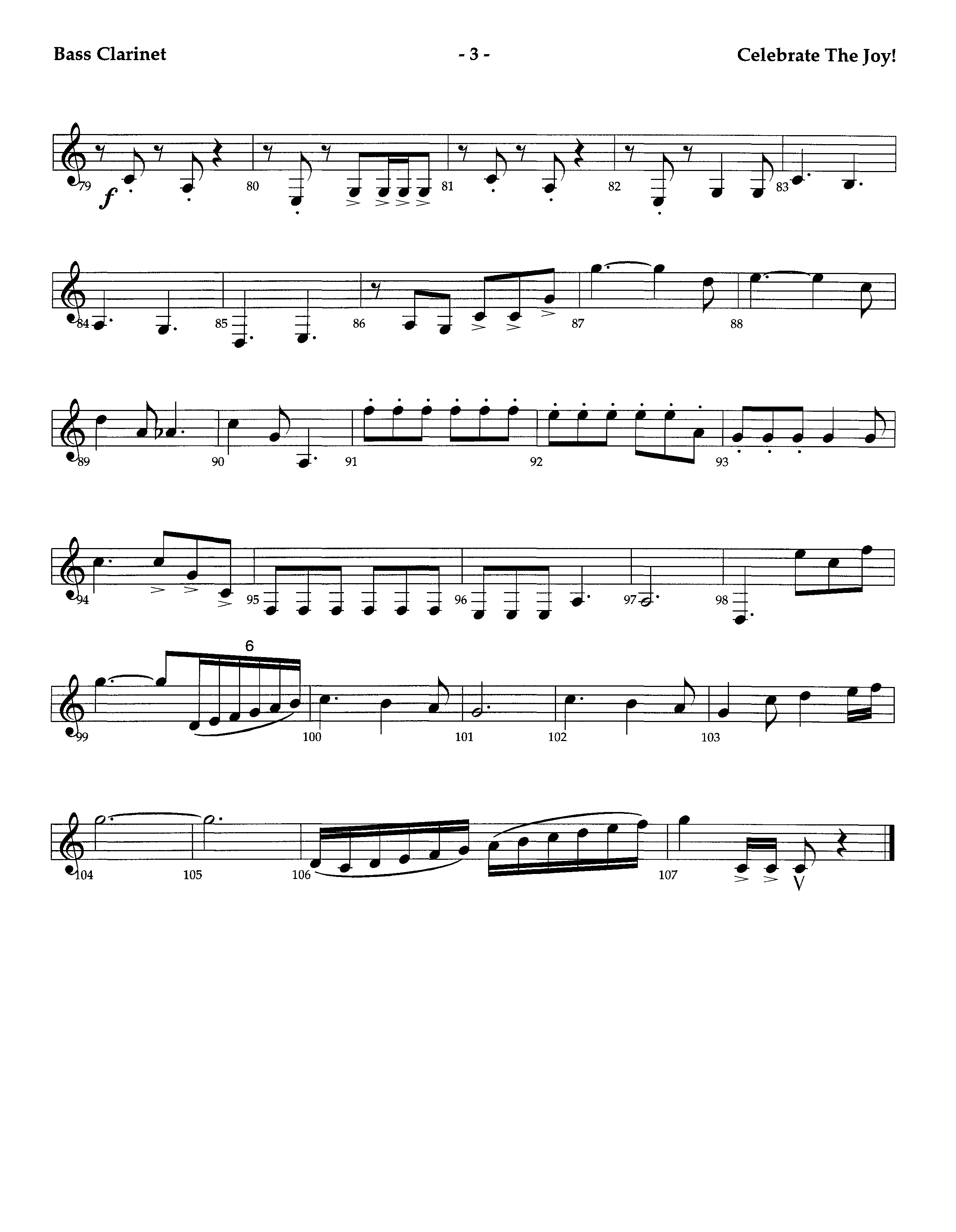 Celebrate The Joy (Instrumental) Bass Clarinet (Lifeway Worship / Arr. Richard Kingsmore)