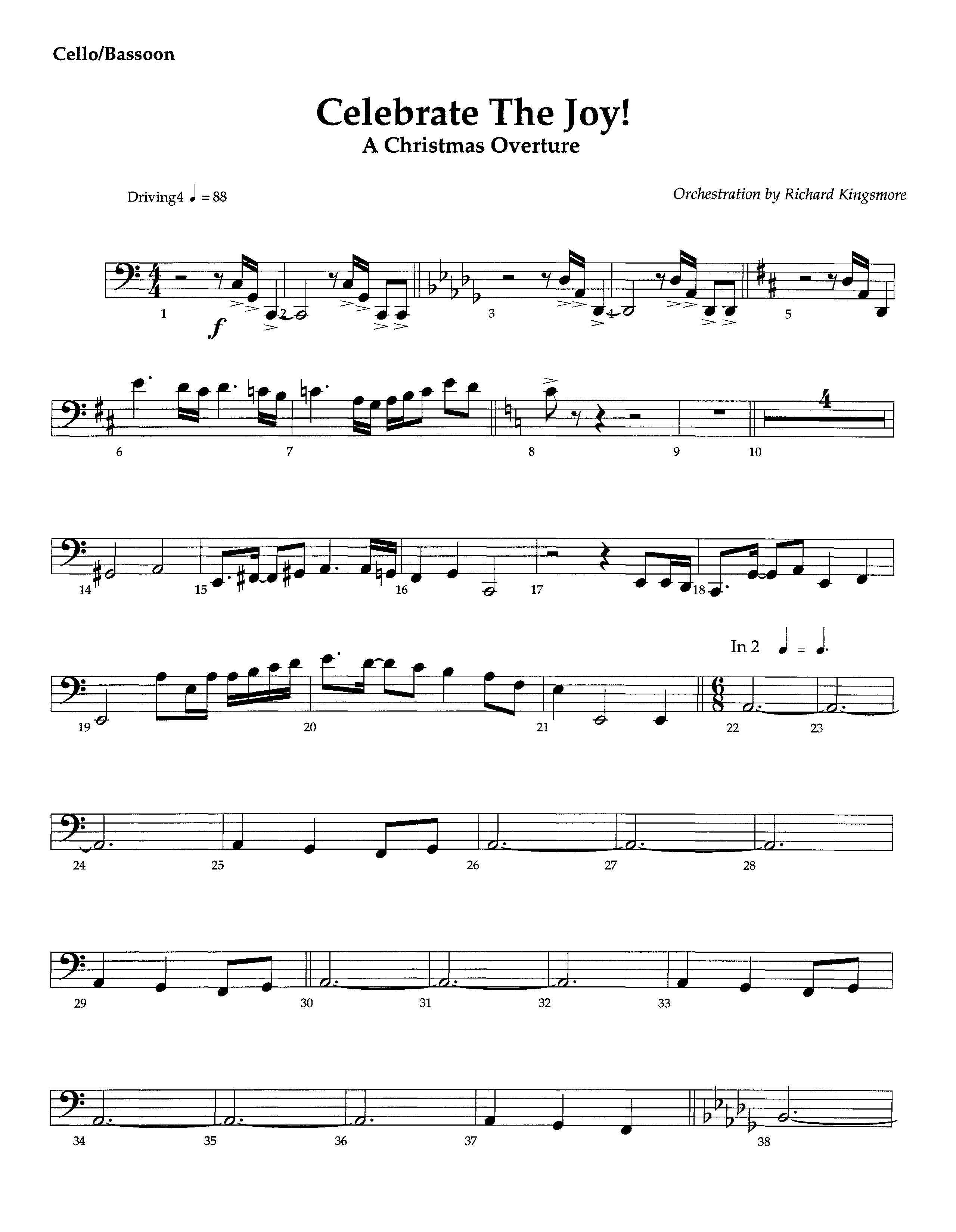 Celebrate The Joy (Instrumental) Cello (Lifeway Worship / Arr. Richard Kingsmore)