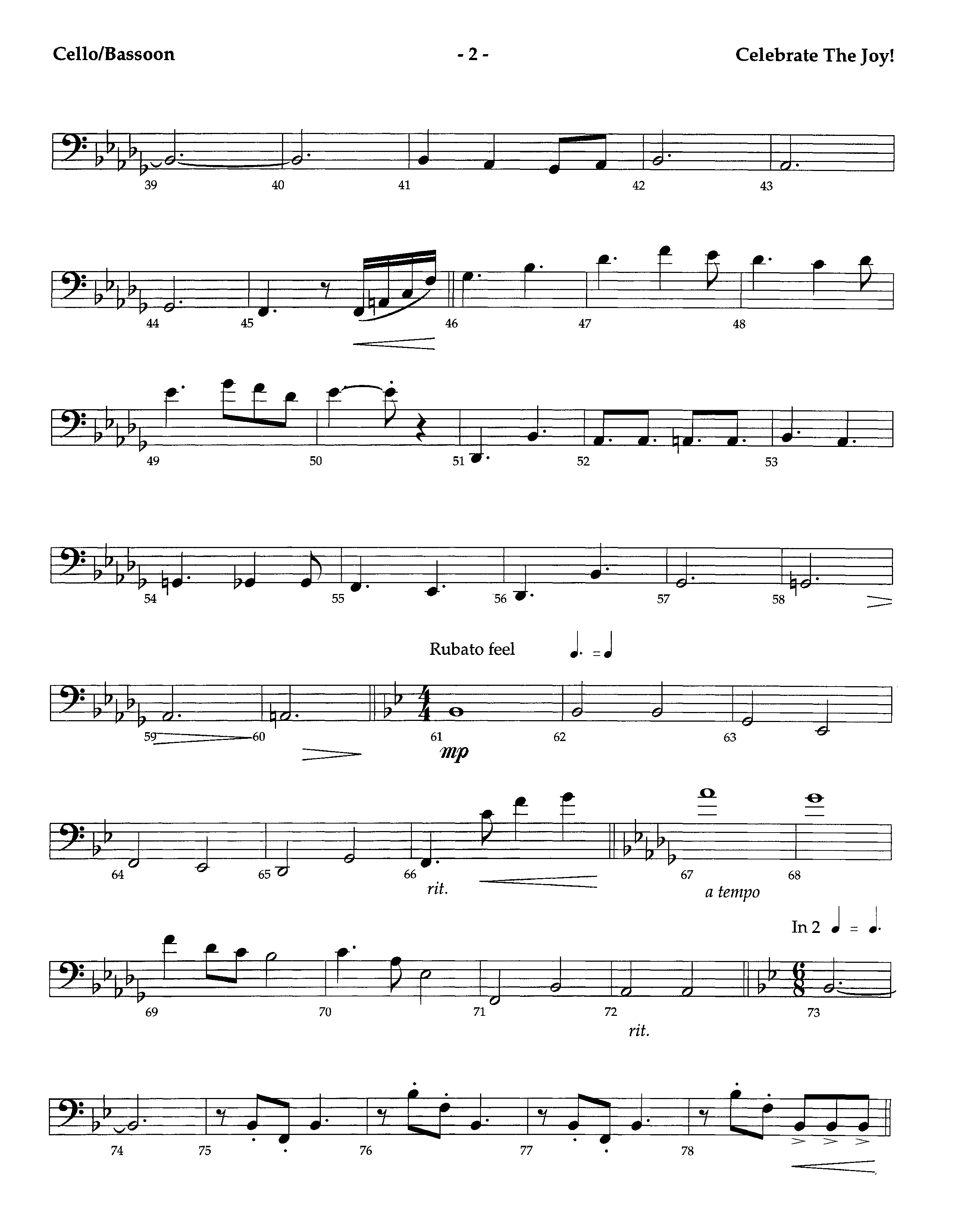 Celebrate The Joy (Instrumental) Cello (Lifeway Worship / Arr. Richard Kingsmore)