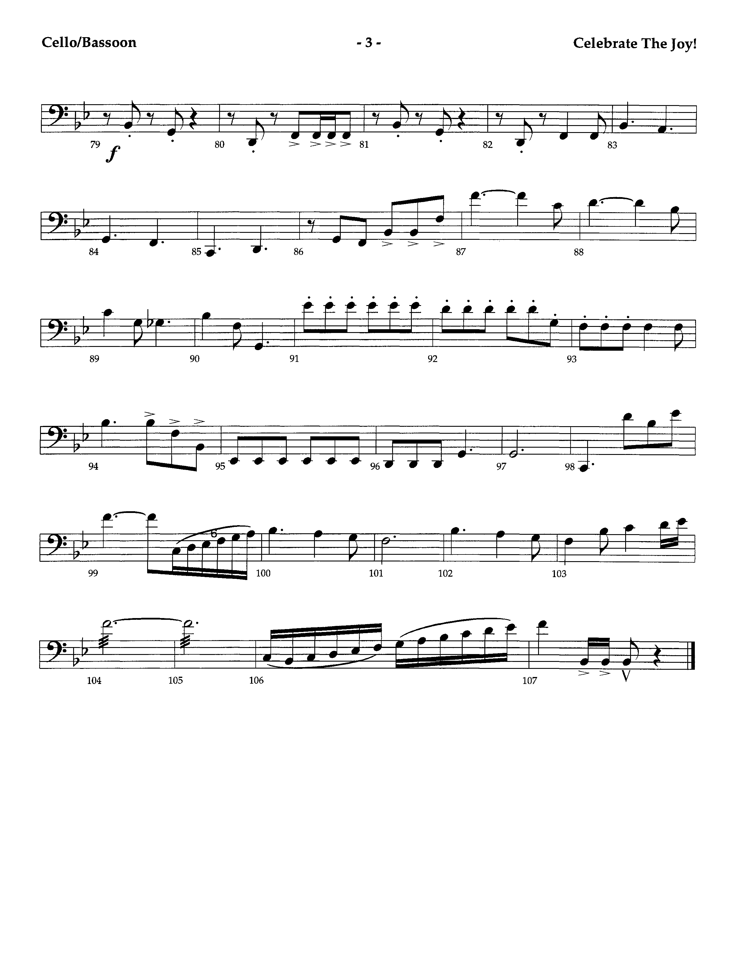 Celebrate The Joy (Instrumental) Cello (Lifeway Worship / Arr. Richard Kingsmore)