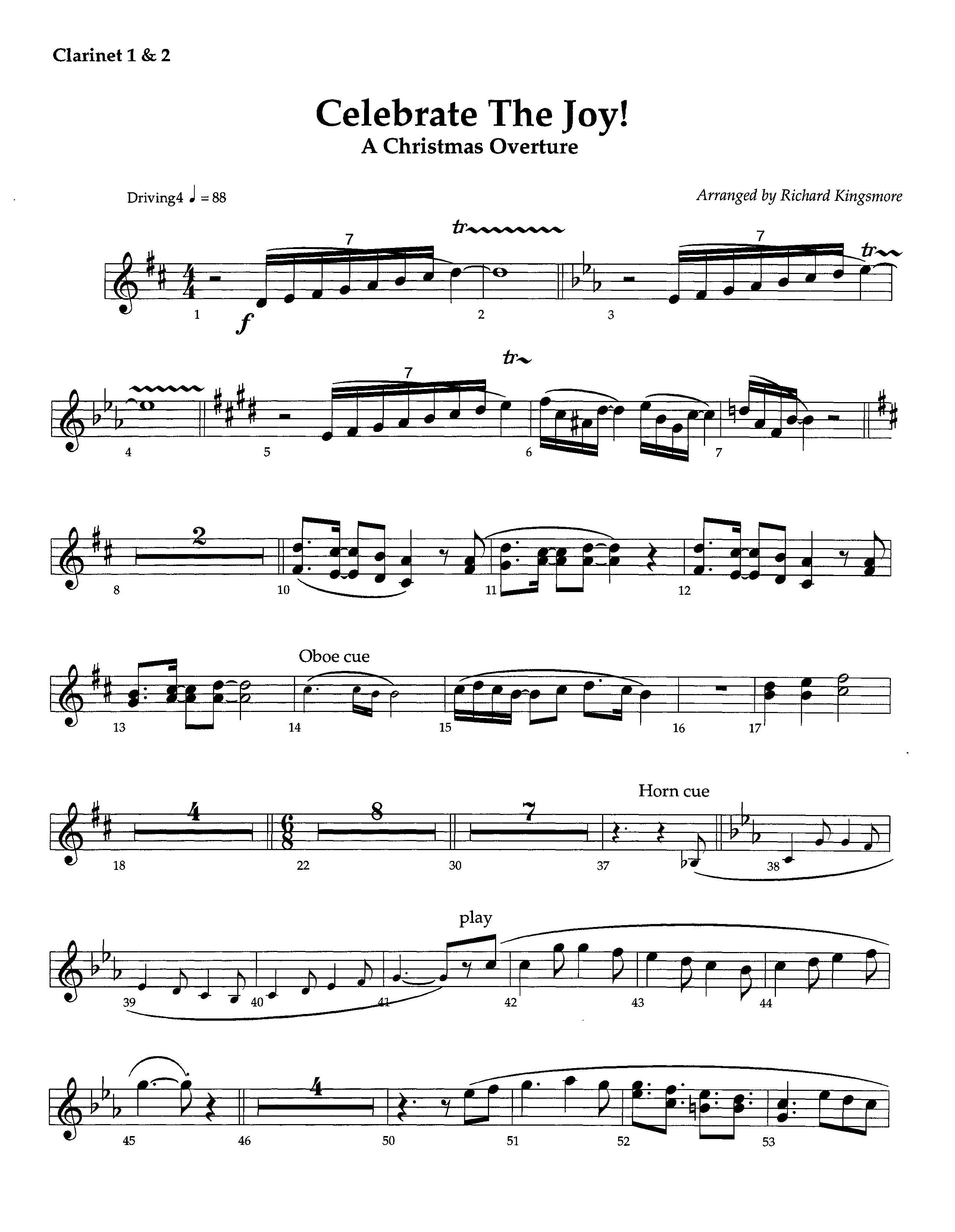 Celebrate The Joy (Instrumental) Clarinet 1/2 (Lifeway Worship / Arr. Richard Kingsmore)