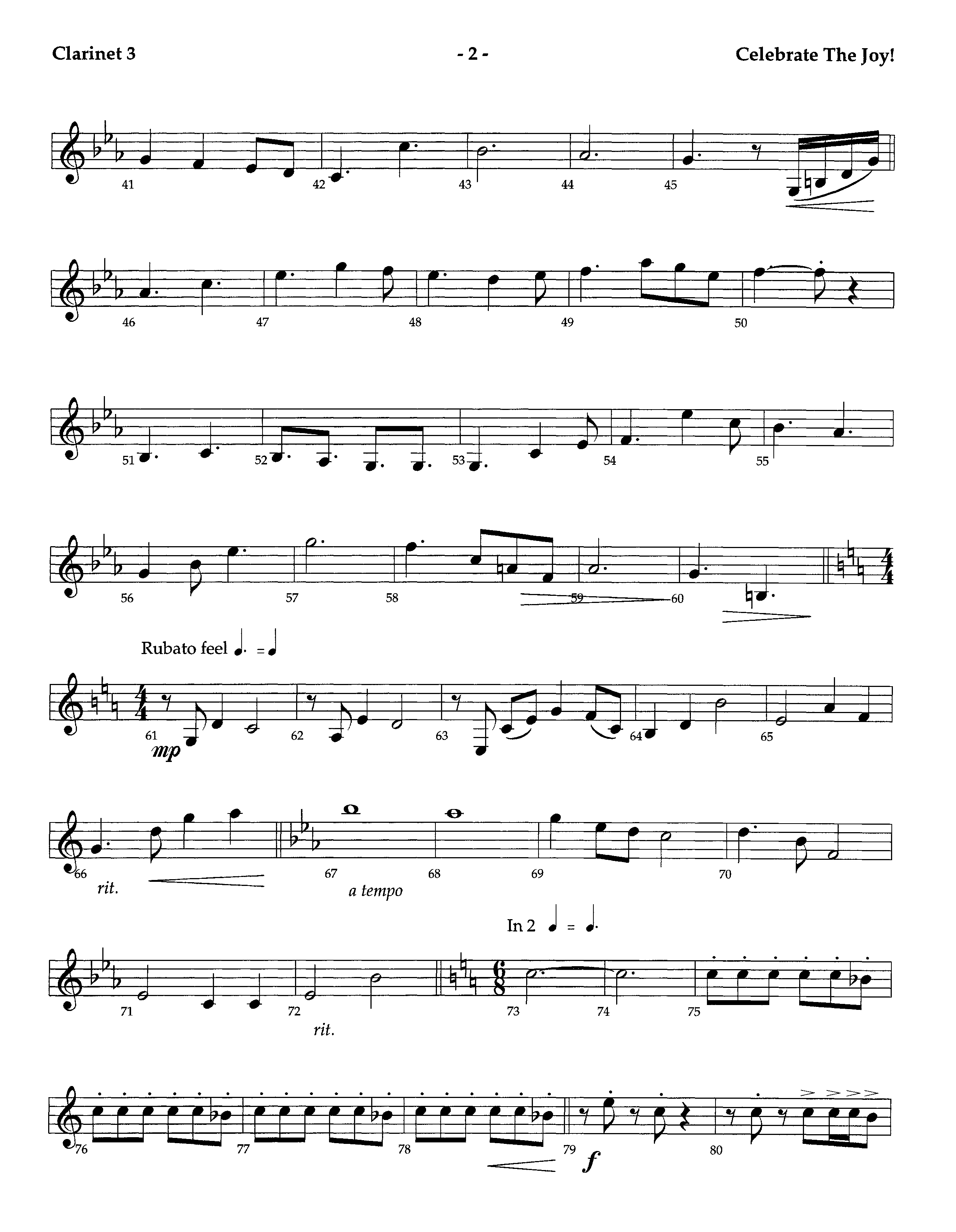 Celebrate The Joy (Instrumental) Clarinet 3 (Lifeway Worship / Arr. Richard Kingsmore)