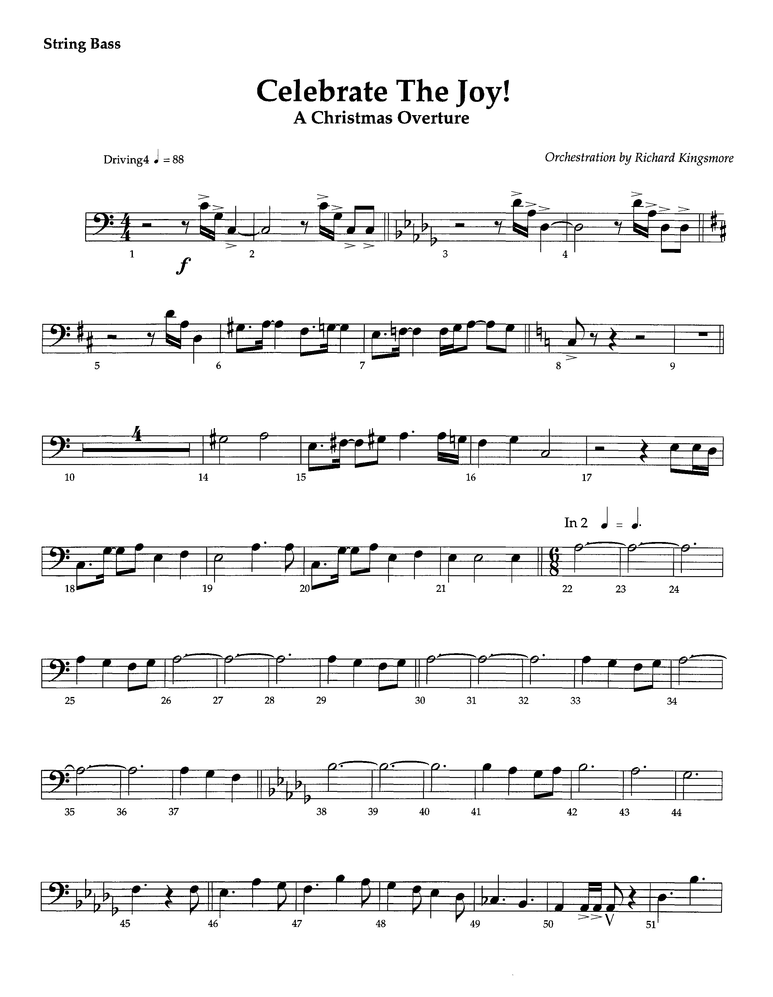 Celebrate The Joy (Instrumental) Double Bass (Lifeway Worship / Arr. Richard Kingsmore)