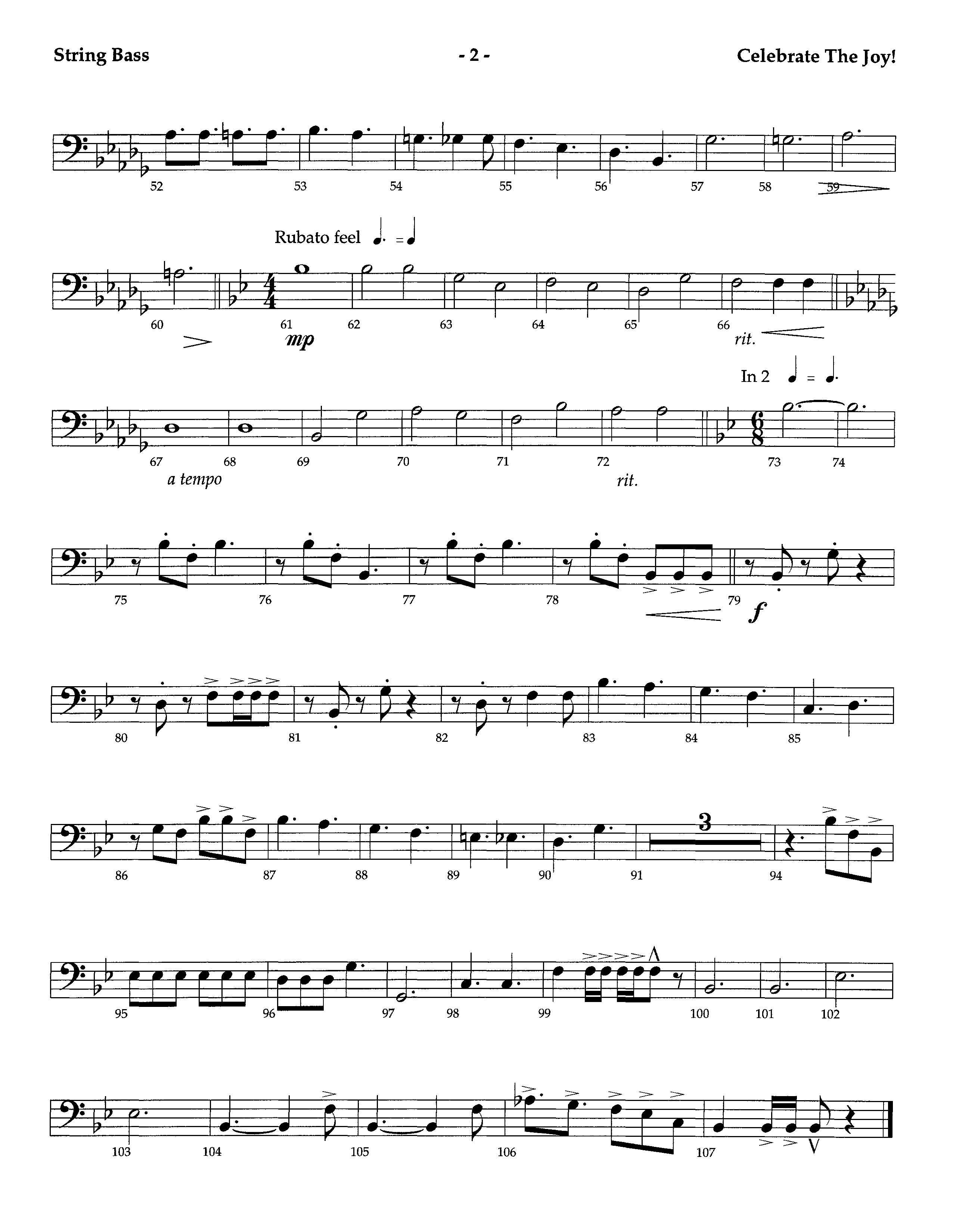 Celebrate The Joy (Instrumental) Double Bass (Lifeway Worship / Arr. Richard Kingsmore)