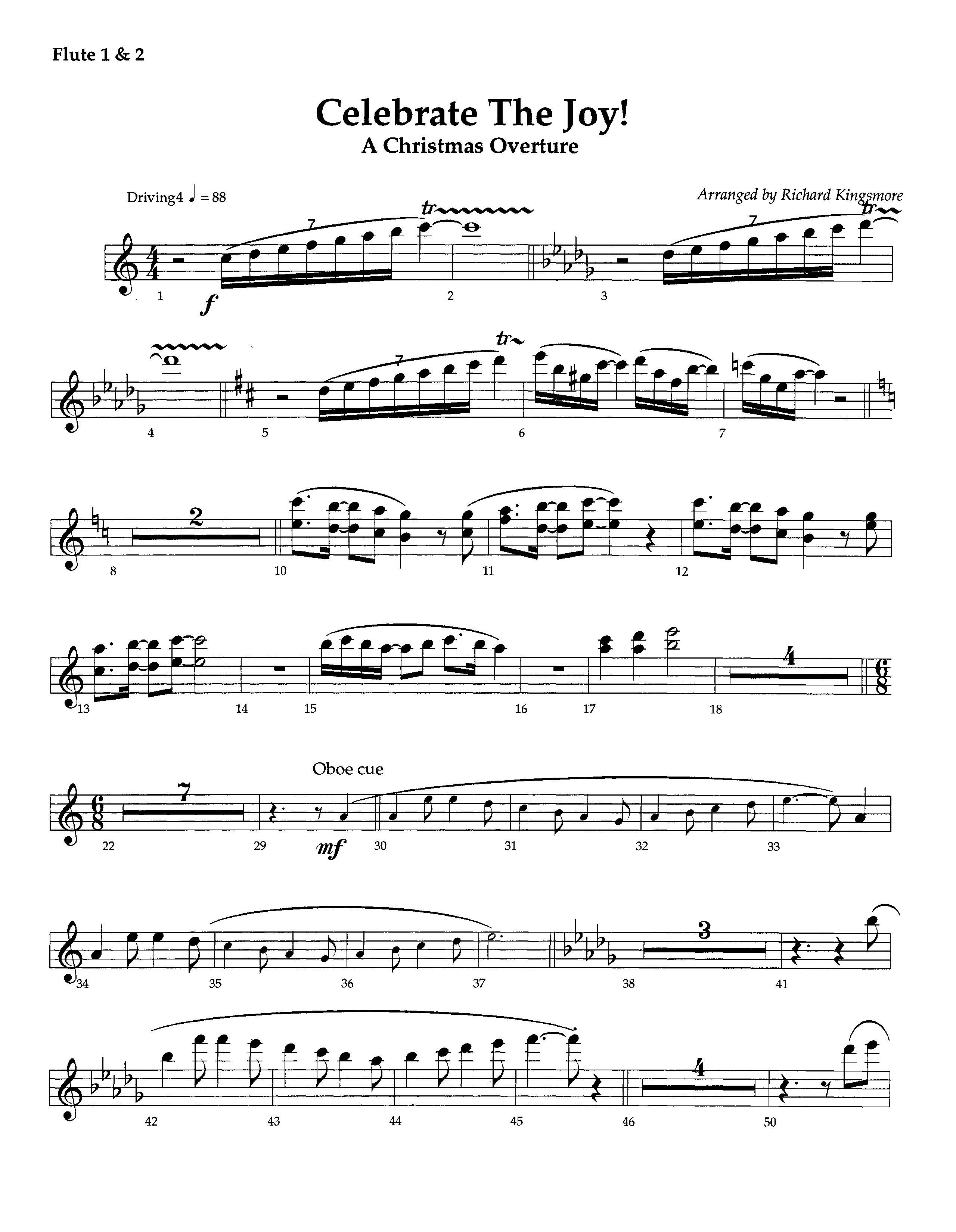 Celebrate The Joy (Instrumental) Flute 1/2 (Lifeway Worship / Arr. Richard Kingsmore)