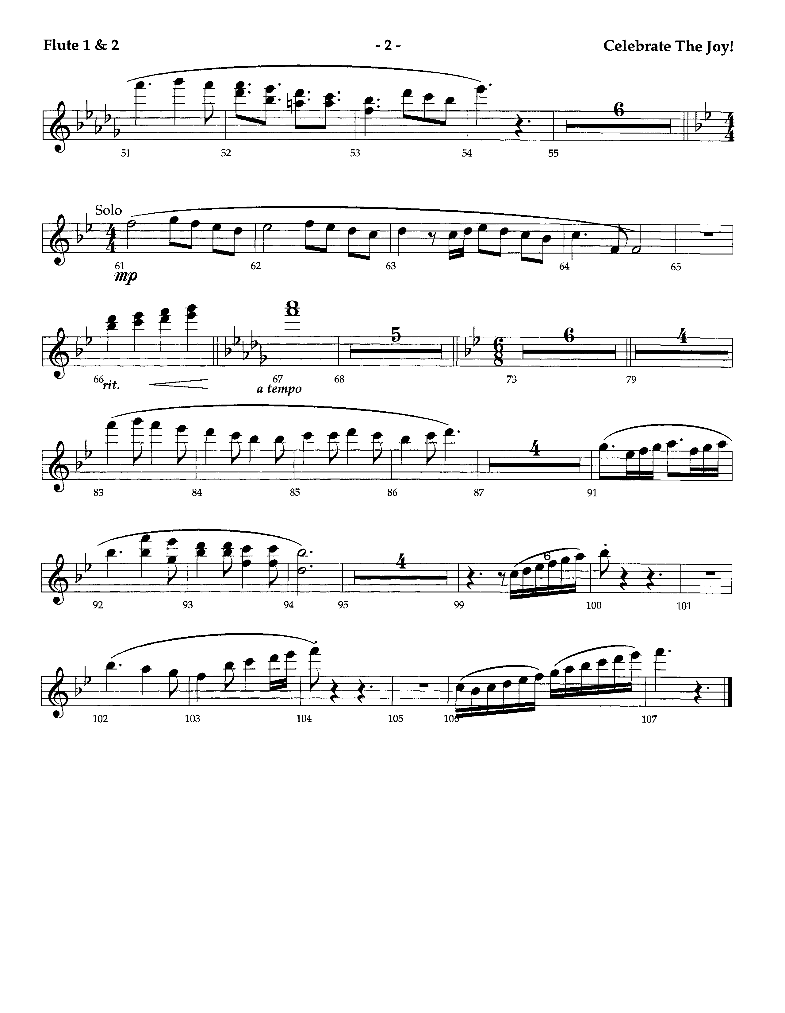 Celebrate The Joy (Instrumental) Flute 1/2 (Lifeway Worship / Arr. Richard Kingsmore)