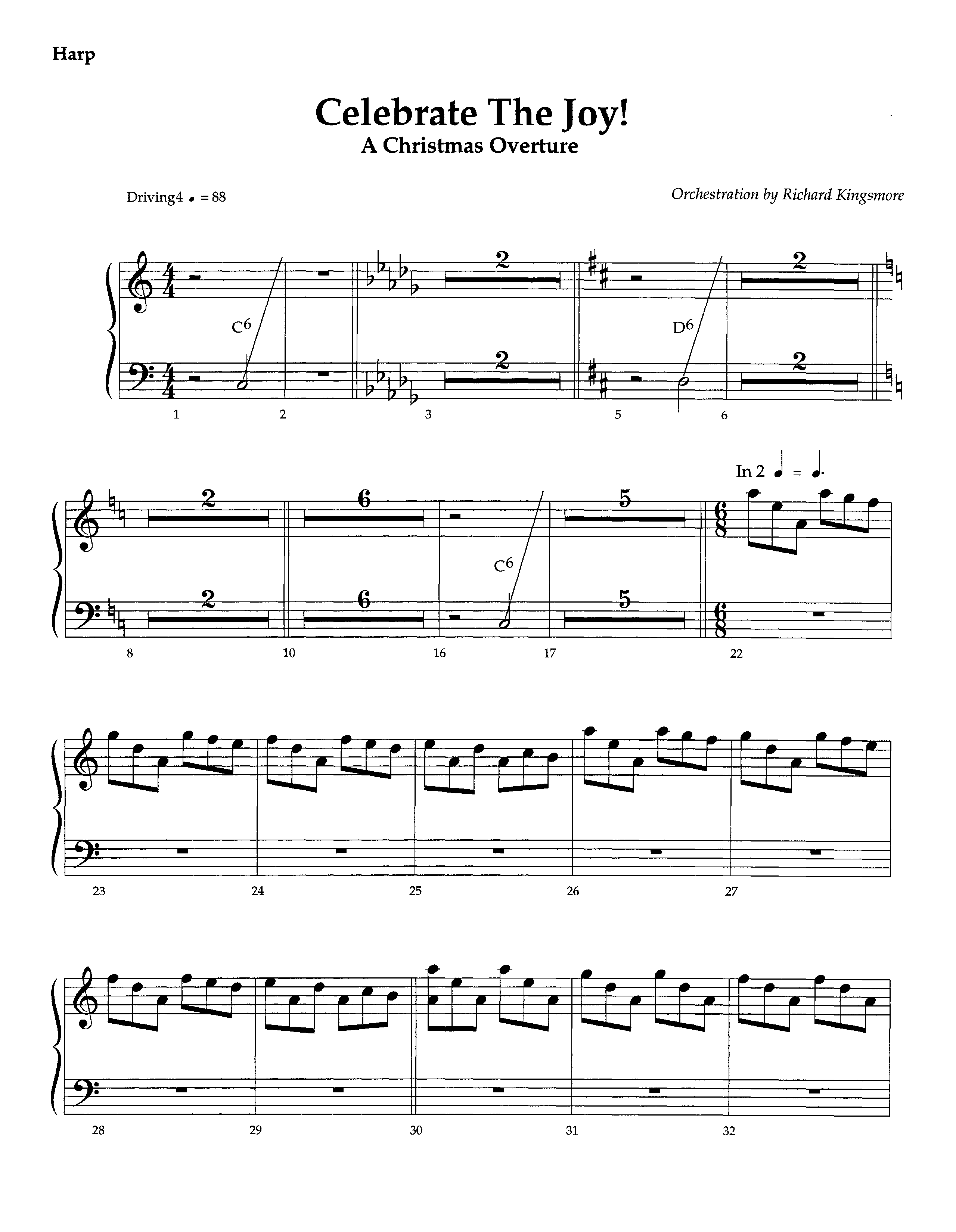 Celebrate The Joy (Instrumental) Harp (Lifeway Worship / Arr. Richard Kingsmore)