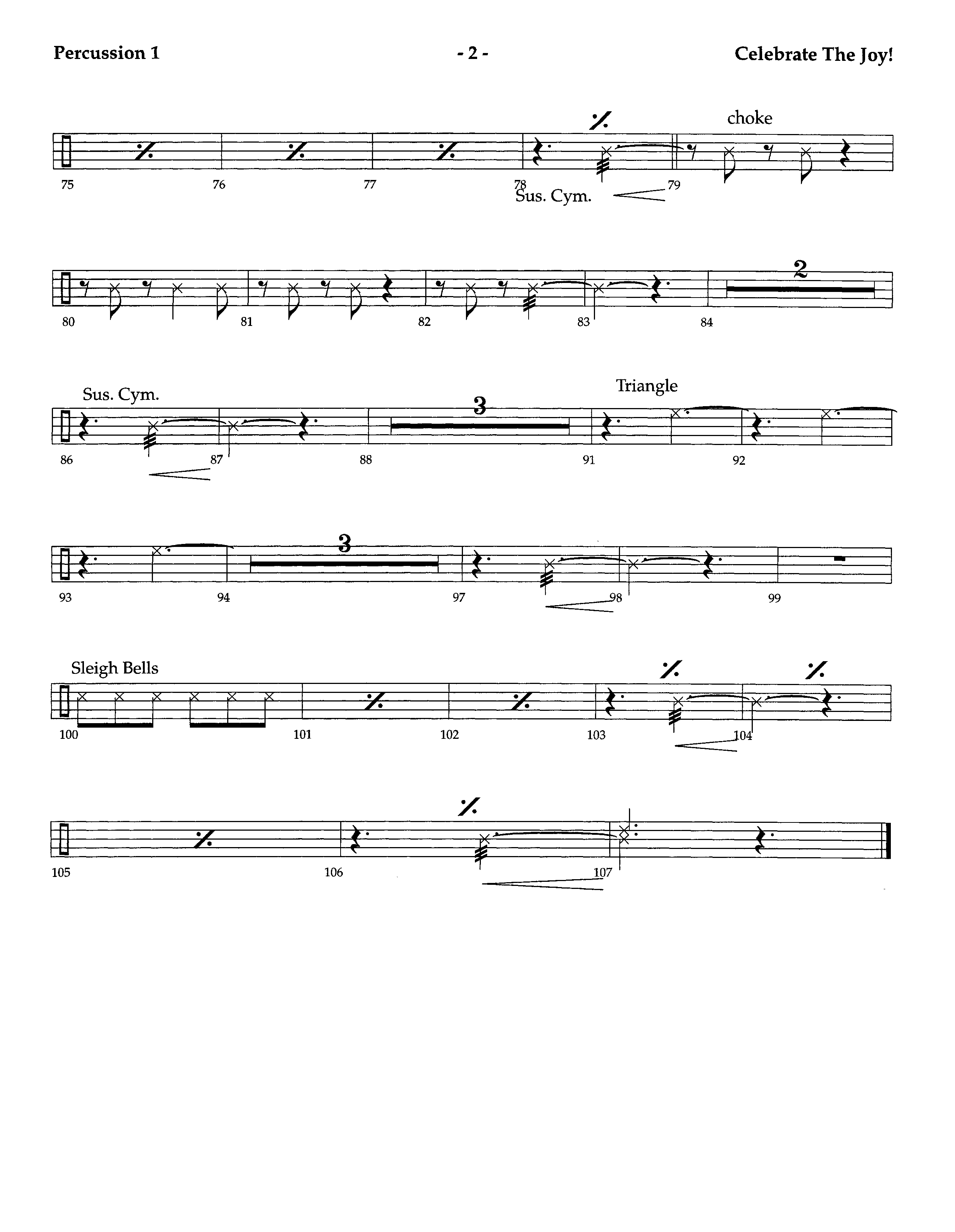 Celebrate The Joy (Instrumental) Percussion 1/2 (Lifeway Worship / Arr. Richard Kingsmore)