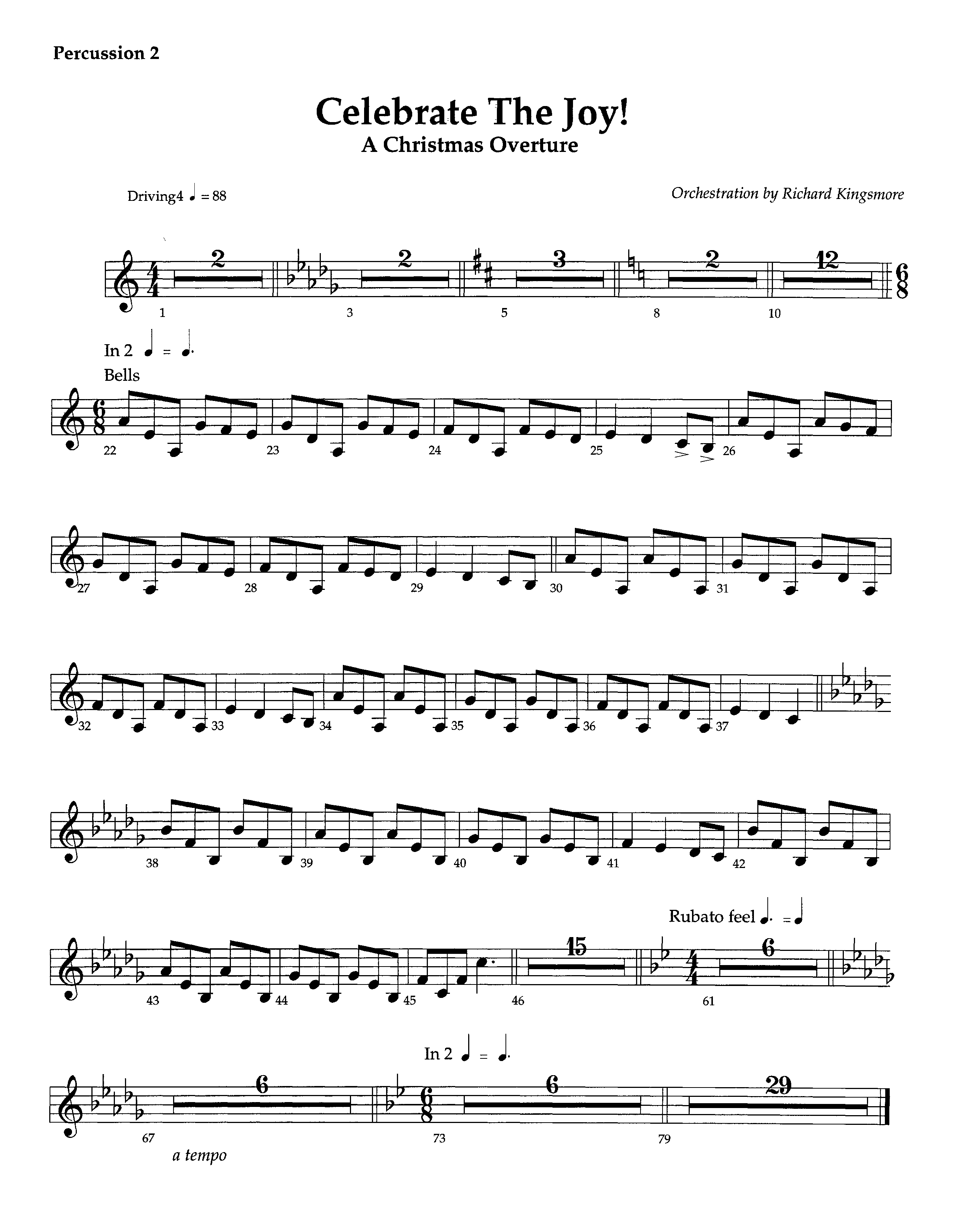 Celebrate The Joy (Instrumental) Percussion 1/2 (Lifeway Worship / Arr. Richard Kingsmore)
