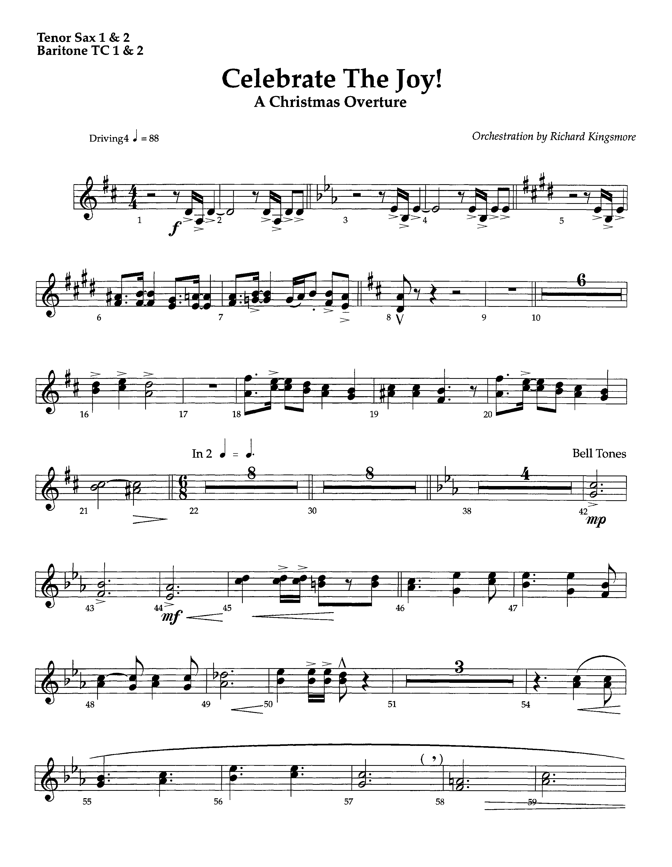Celebrate The Joy (Instrumental) Tenor Sax/Baritone T.C. (Lifeway Worship / Arr. Richard Kingsmore)