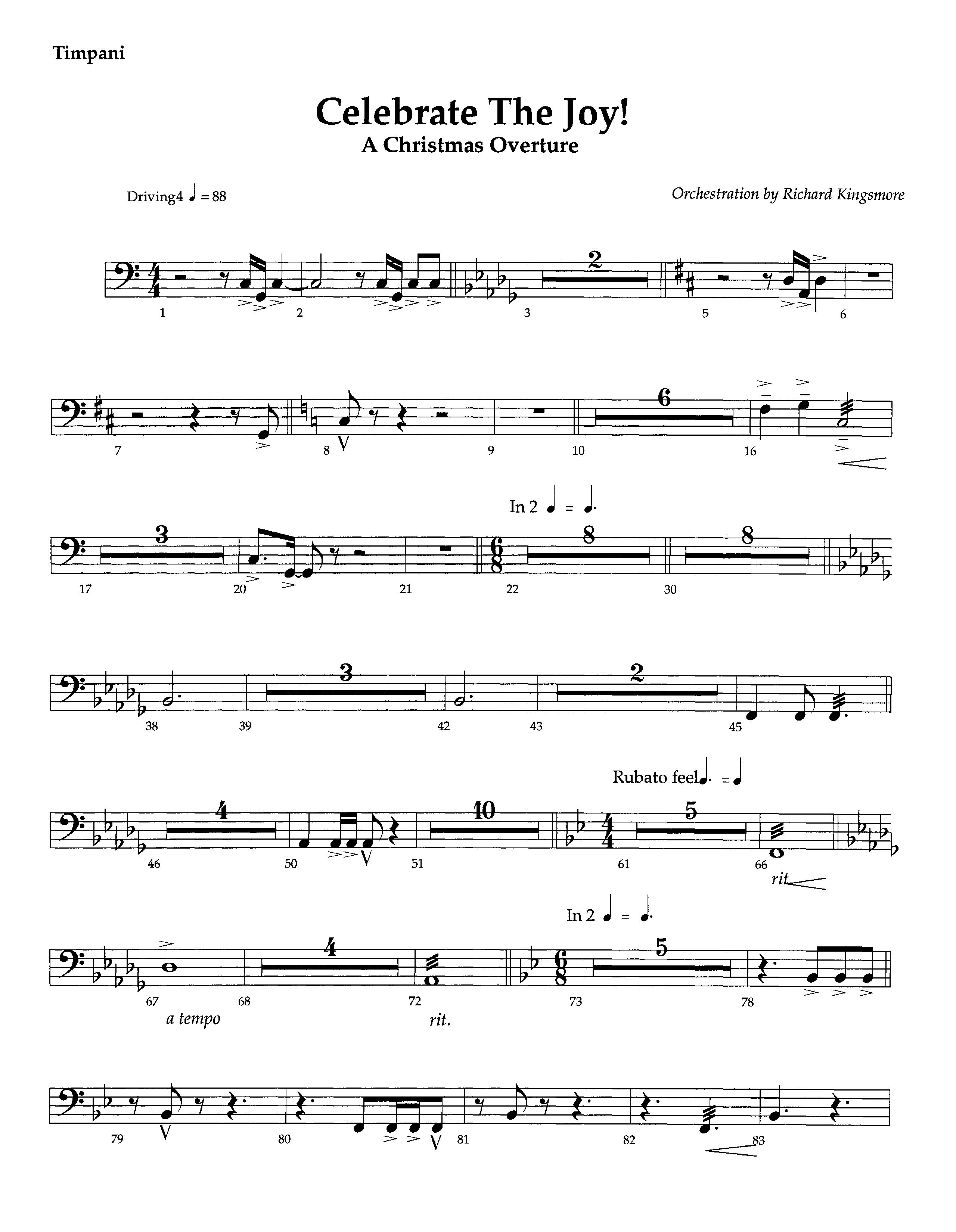 Celebrate The Joy (Instrumental) Timpani (Lifeway Worship / Arr. Richard Kingsmore)