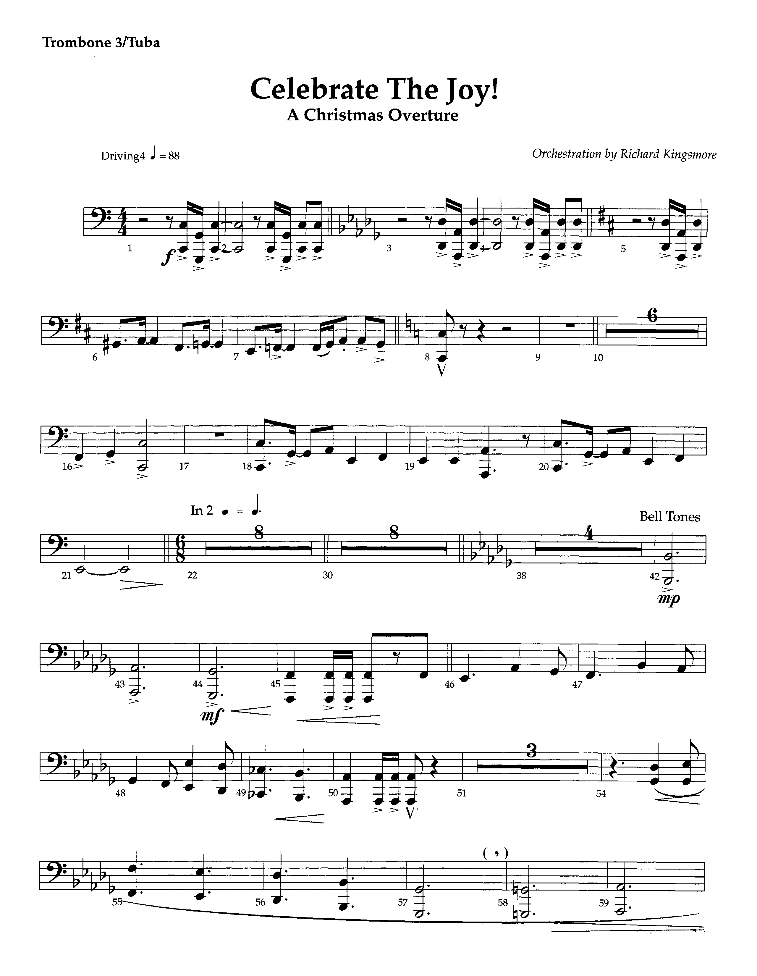 Celebrate The Joy (Instrumental) Trombone 3/Tuba (Lifeway Worship / Arr. Richard Kingsmore)