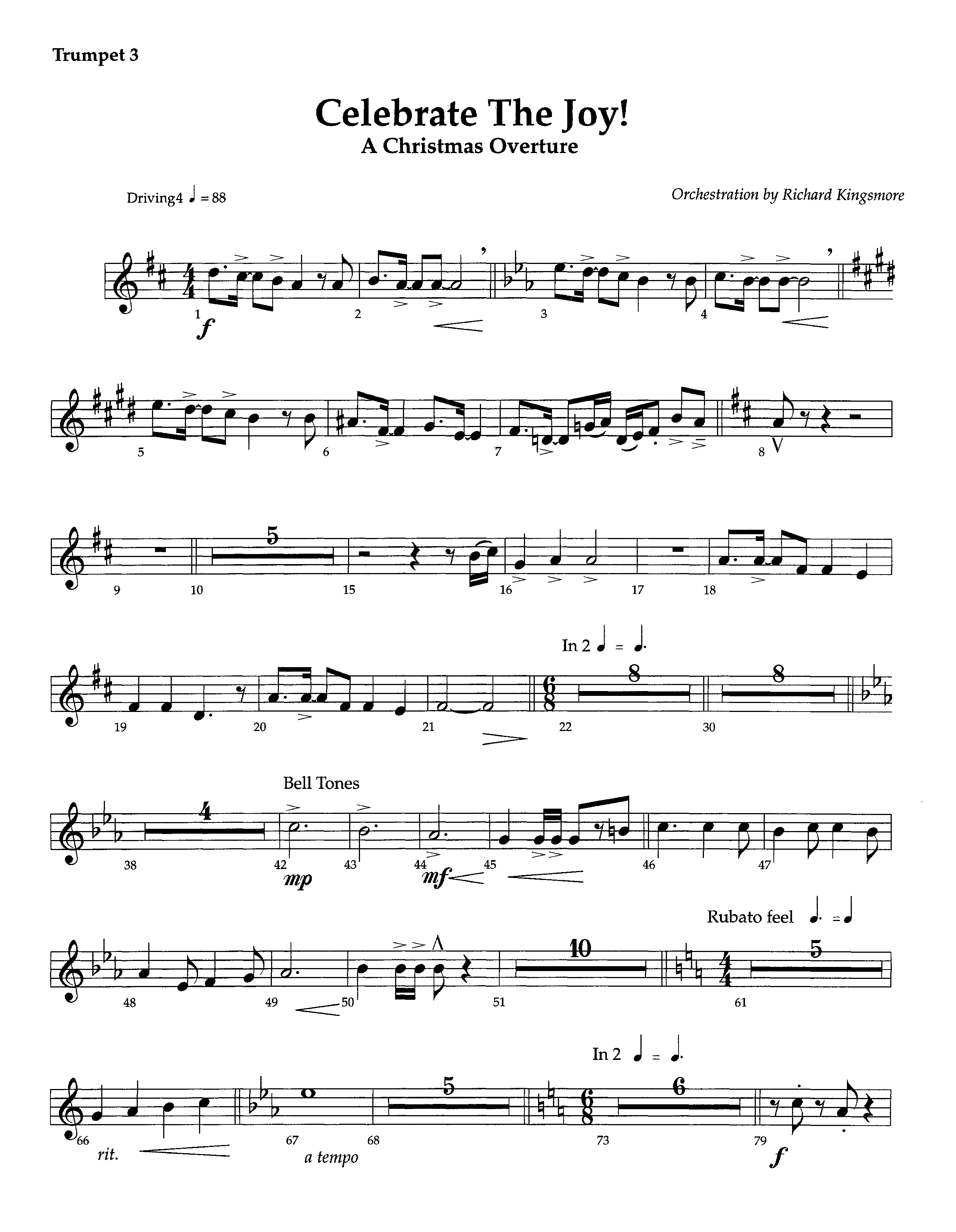 Celebrate The Joy (Instrumental) Trumpet 3 (Lifeway Worship / Arr. Richard Kingsmore)