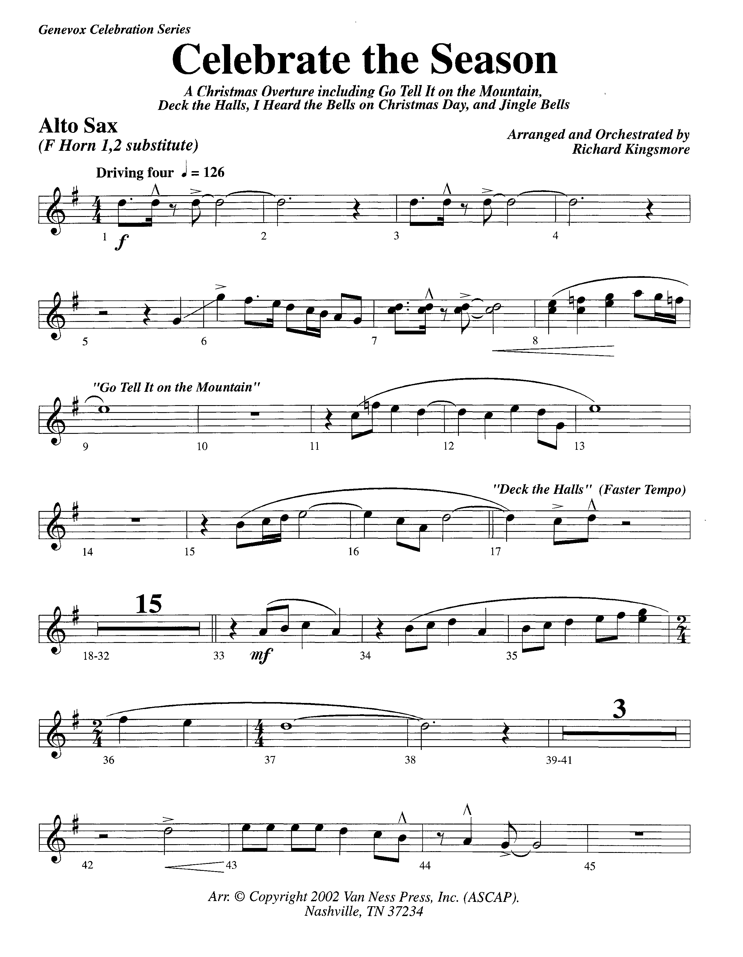 Celebrate The Season (Instrumental) Alto Sax (Lifeway Worship / Arr. Richard Kingsmore)